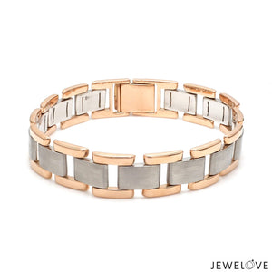 Jewelove™ Bangles & Bracelets Men of Platinum | 13mm Platinum & Rose Gold Heavy Bracelet for Men JL PTB 1283