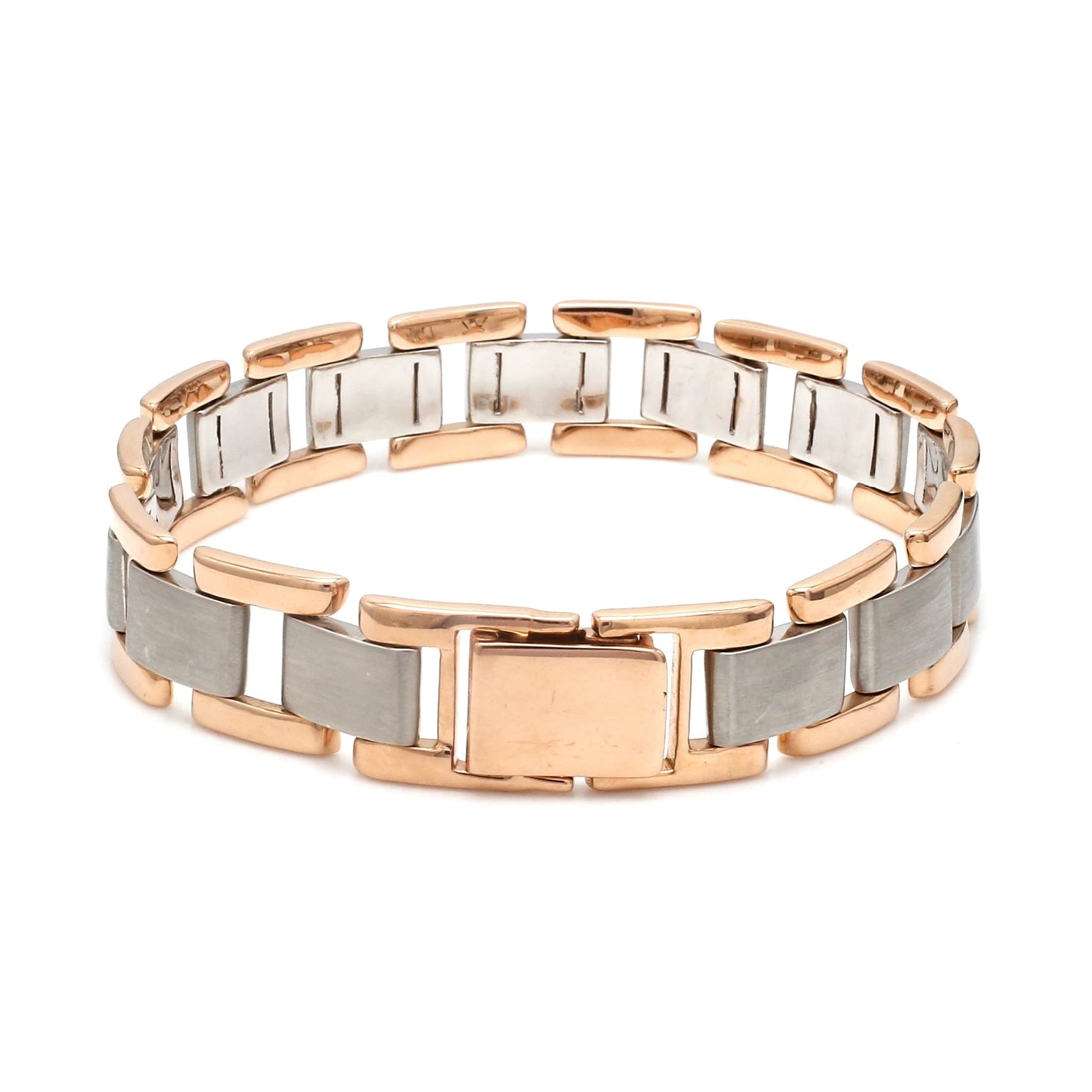 Jewelove™ Bangles & Bracelets Men of Platinum | 13mm Platinum & Rose Gold Heavy Bracelet for Men JL PTB 1283