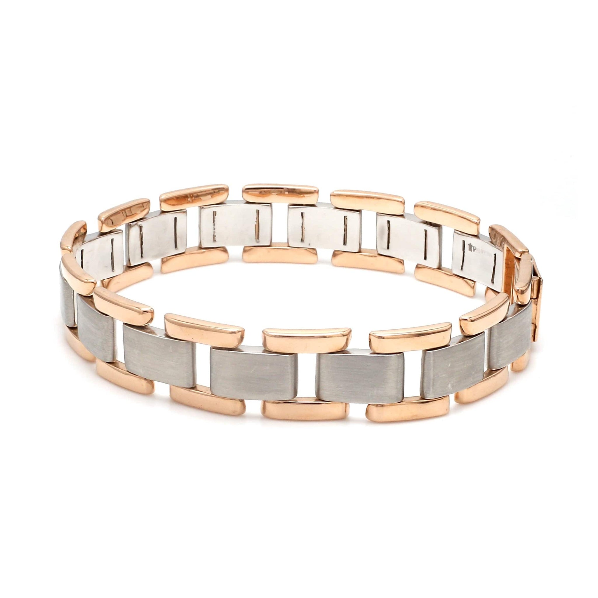 Jewelove™ Bangles & Bracelets Men of Platinum | 13mm Platinum & Rose Gold Heavy Bracelet for Men JL PTB 1283