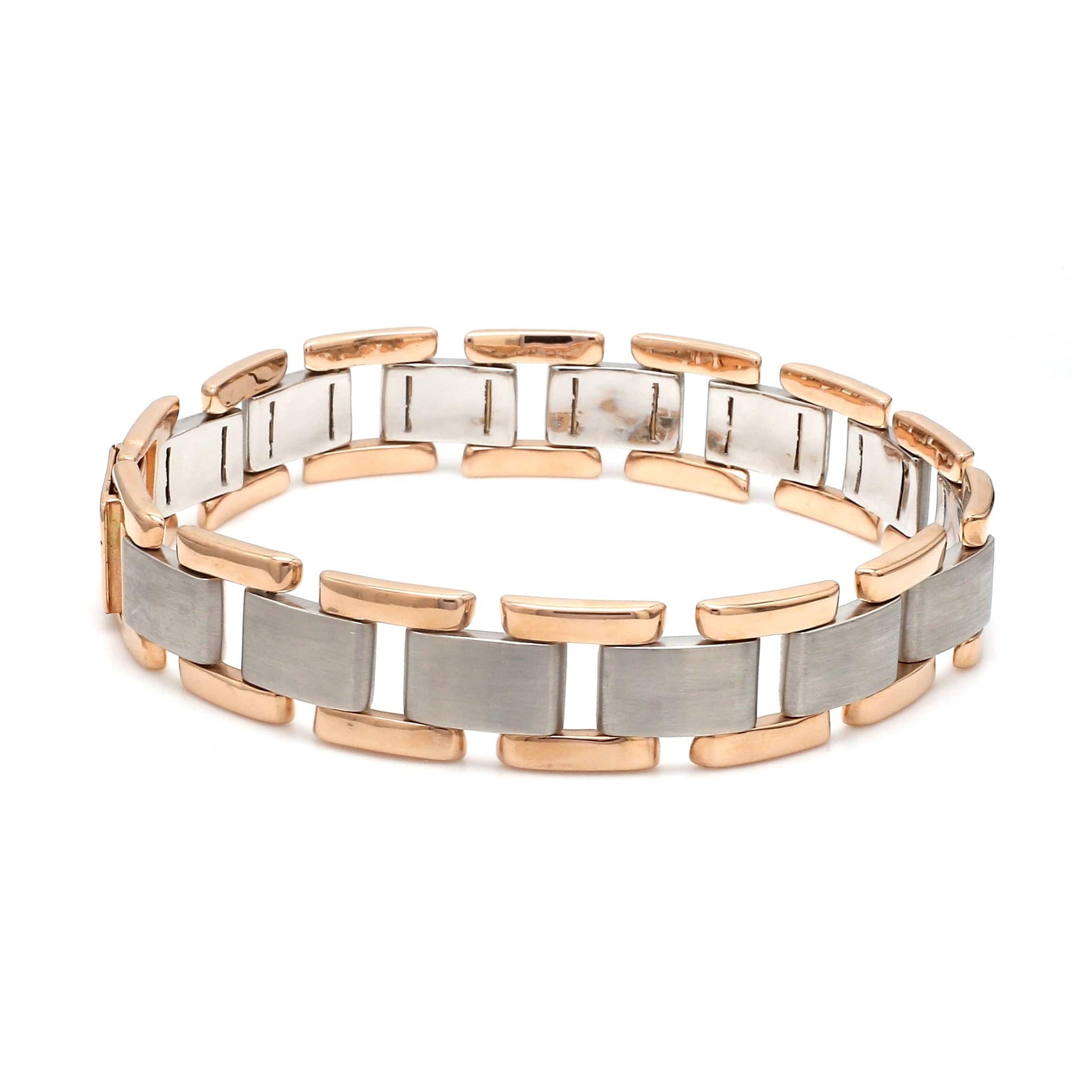 Jewelove™ Bangles & Bracelets Men of Platinum | 13mm Platinum & Rose Gold Heavy Bracelet for Men JL PTB 1283