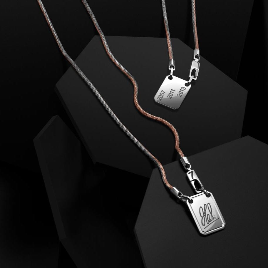 Jewelove™ Chains 22 inches Men of Platinum | 18K Rose Gold Pendant with Double Side Chain for Men JL PT CH MSD 102