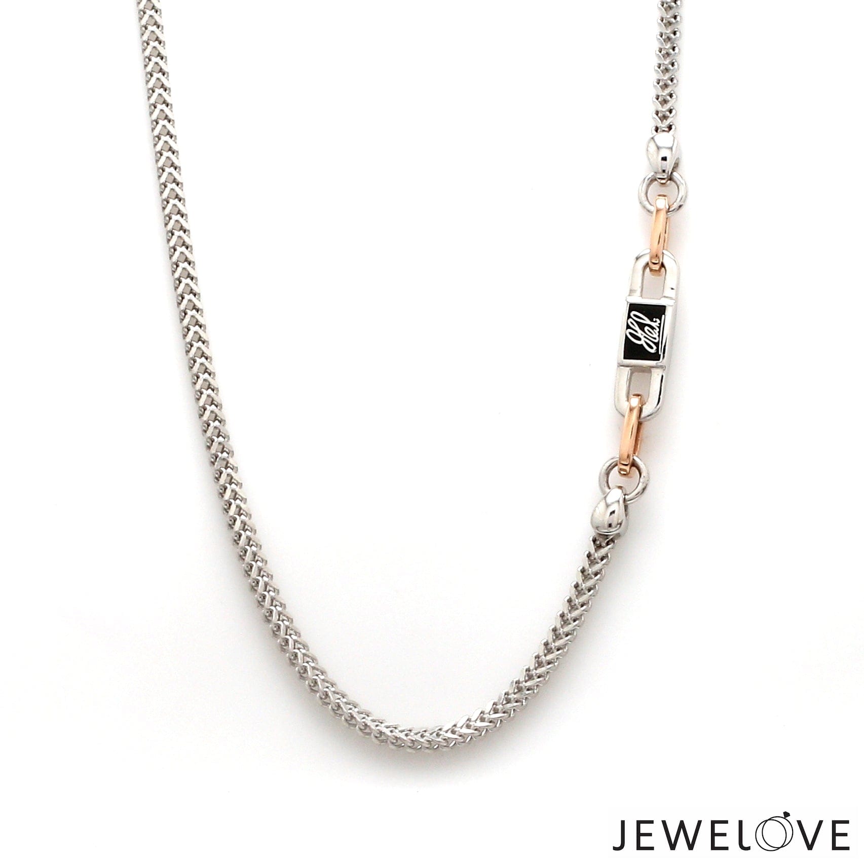 Jewelove™ Chains 24 inches Men of Platinum | 18K Rose Gold with Black Enamel Chain for Men JL PT CH MSD 103