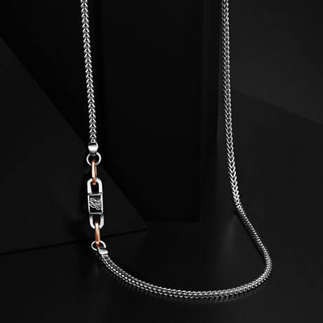 Jewelove™ Chains 24 inches Men of Platinum | 18K Rose Gold with Black Enamel Chain for Men JL PT CH MSD 103