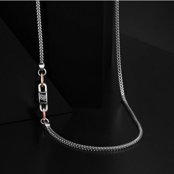 Jewelove™ Chains 24 inches Men of Platinum | 18K Rose Gold with Black Enamel Chain for Men JL PT CH MSD 103