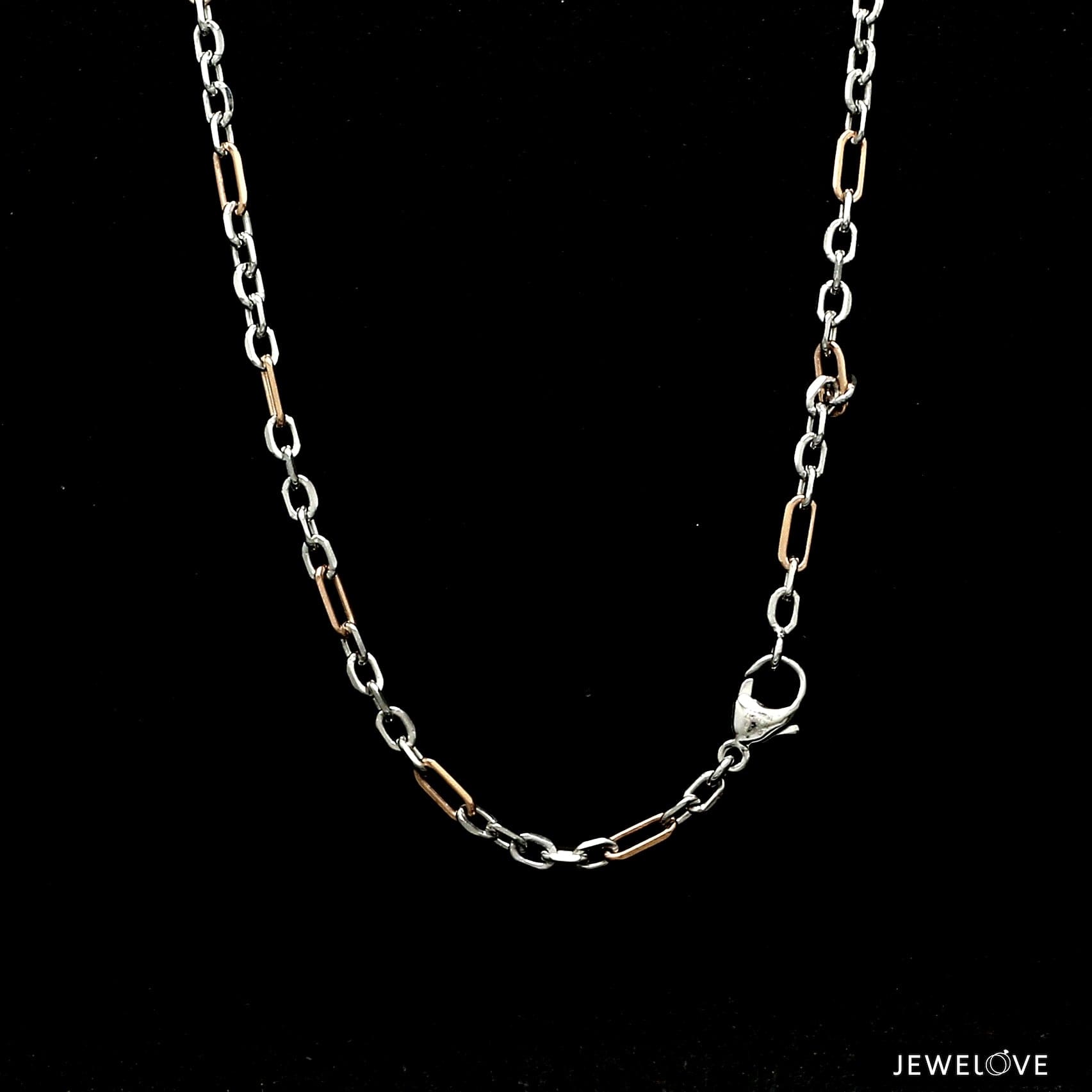 Jewelove™ Chains 24 inches Men of Platinum | 18K Rose Gold with Black Enamel Chain with Ring Pendant for Men JL PT CH MSD 101