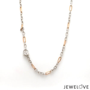 Jewelove™ Chains 24 inches Men of Platinum | 18K Rose Gold with Black Enamel Chain with Ring Pendant for Men JL PT CH MSD 101