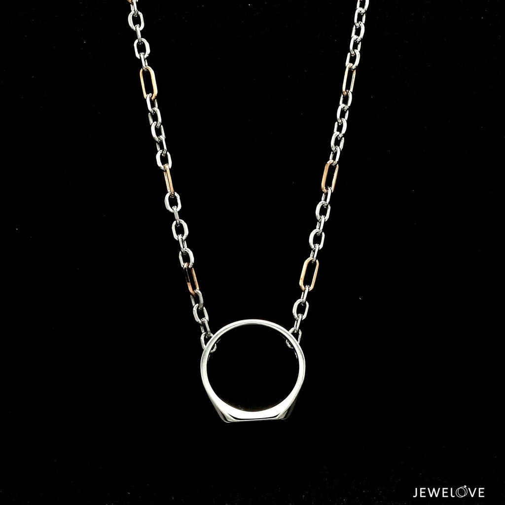 Jewelove™ Chains 24 inches Men of Platinum | 18K Rose Gold with Black Enamel Chain with Ring Pendant for Men JL PT CH MSD 101