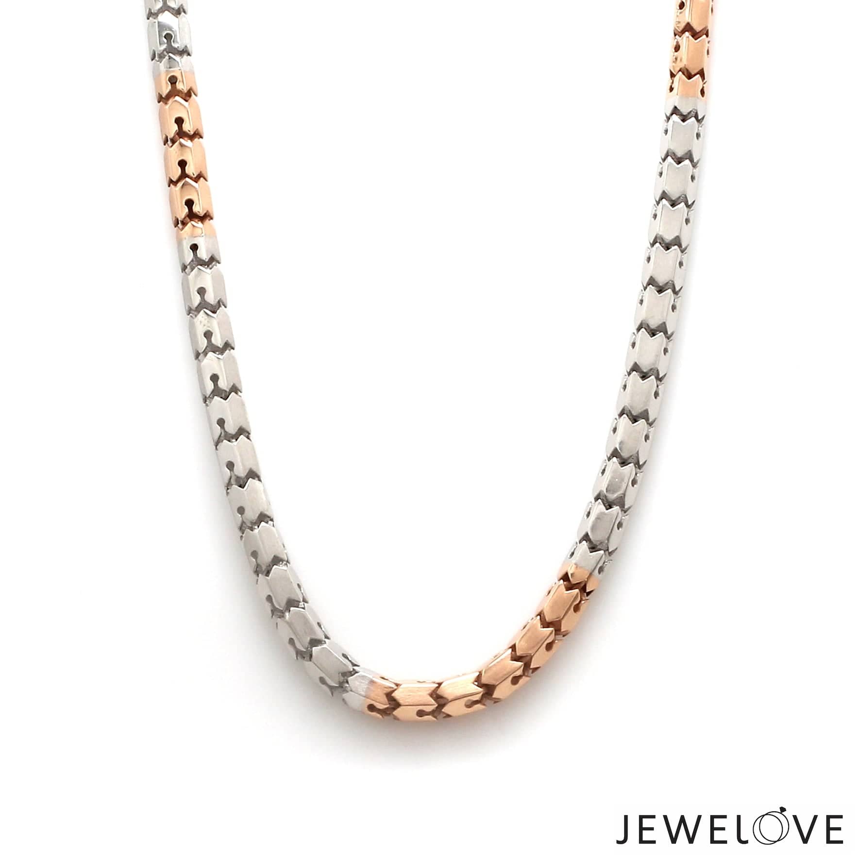 Jewelove™ Chains Men of Platinum | 4.25mm Matte & Hi-Polish Rose Gold Heavy Chain for Men JL PT CH 1335