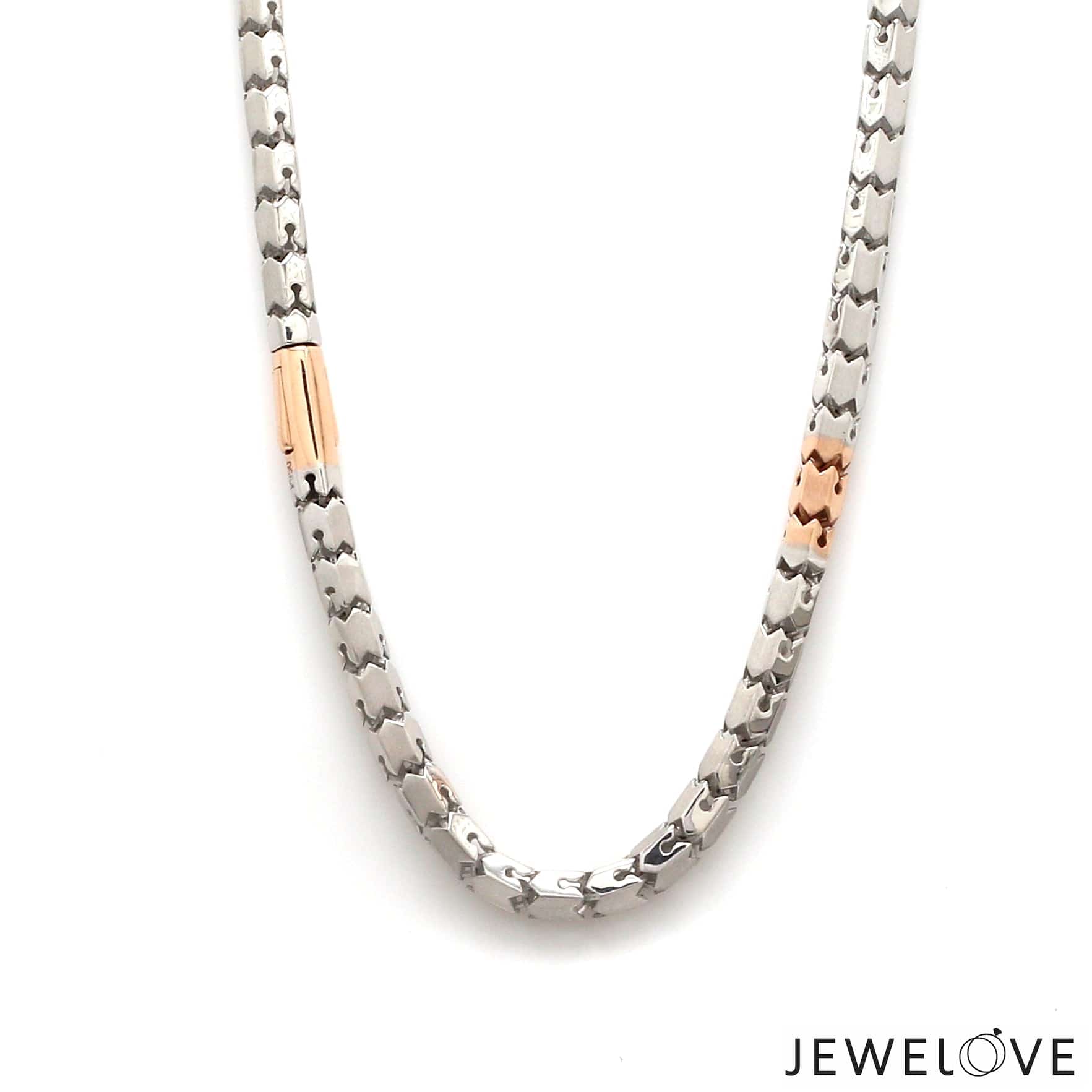 Jewelove™ Chains Men of Platinum | 4.25mm Matte & Hi-Polish Rose Gold Heavy Chain for Men JL PT CH 1335