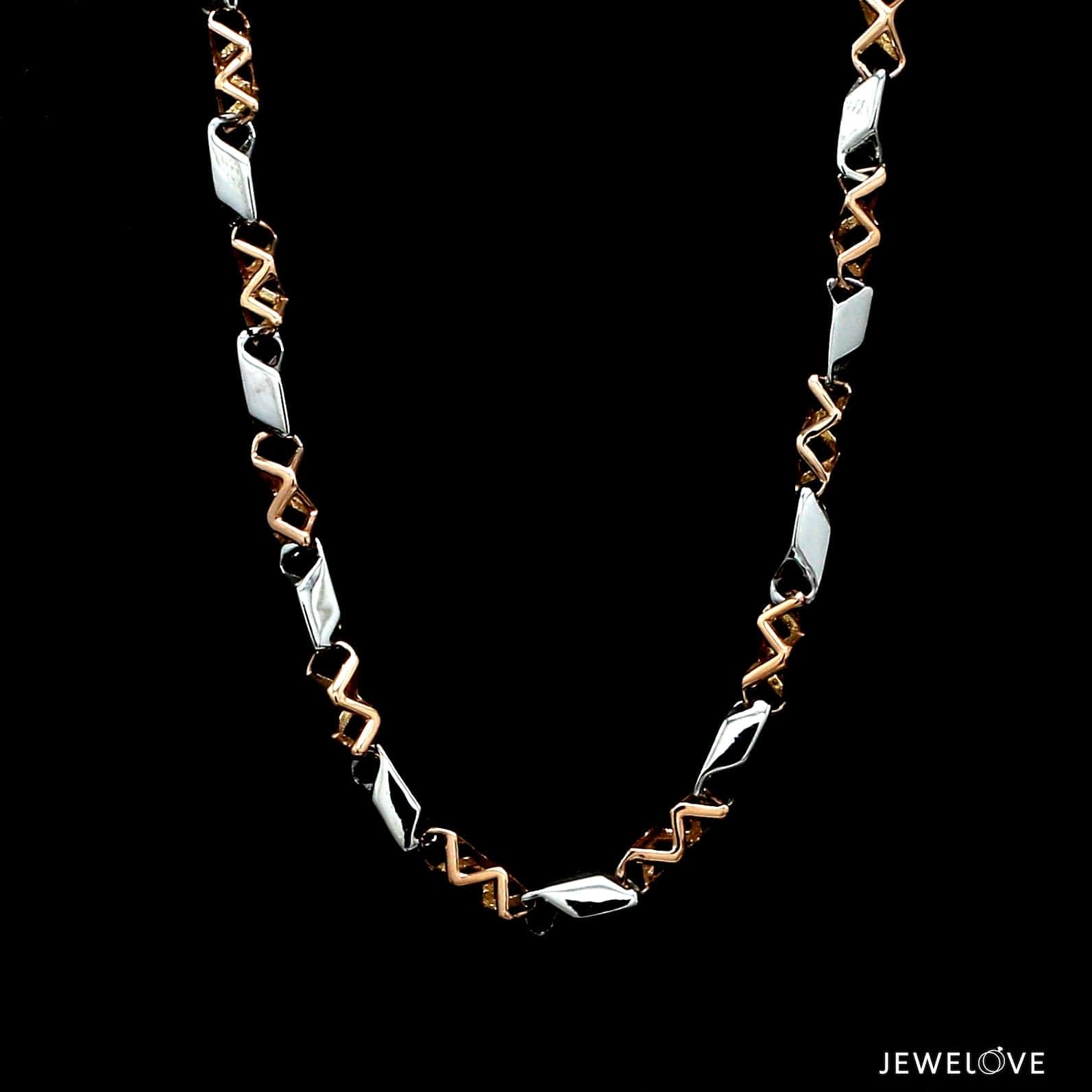 Jewelove™ Chains Men of Platinum | 4.5mm Platinum Rose Gold Matte & Hi-Polish Chain for Men JL PT CH 1267-A