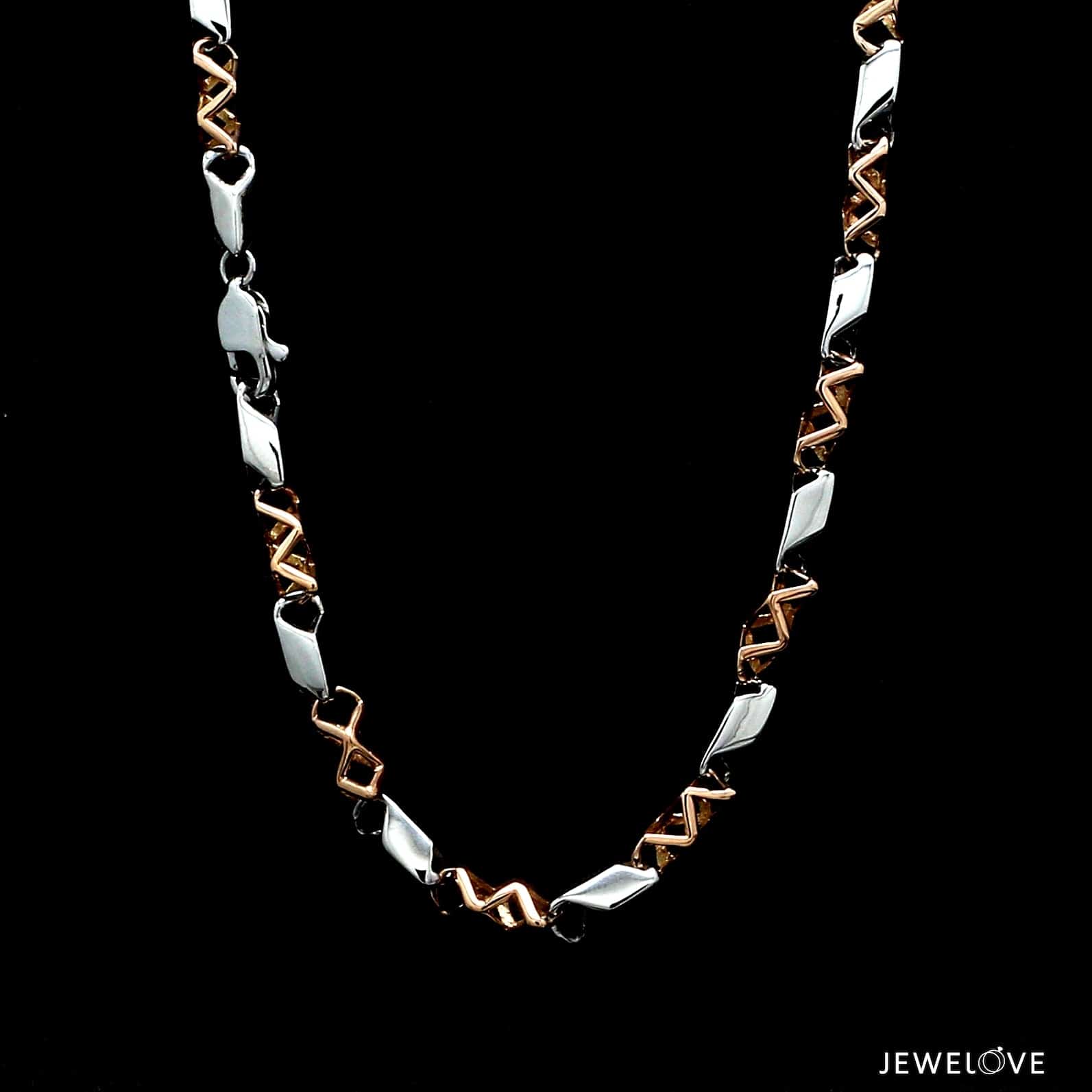 Jewelove™ Chains Men of Platinum | 4.5mm Platinum Rose Gold Matte & Hi-Polish Chain for Men JL PT CH 1267-A