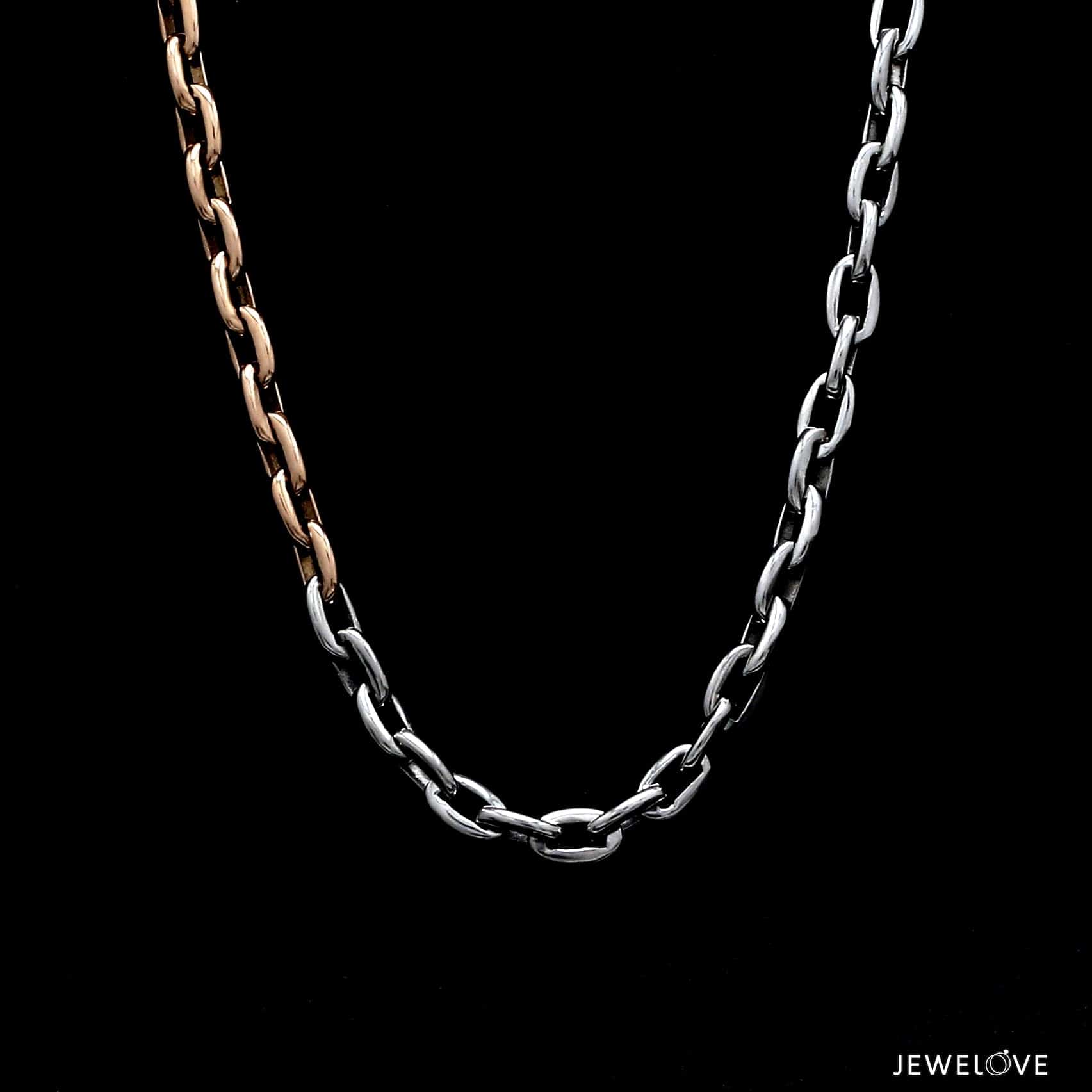 Jewelove™ Chains Men of Platinum | 4.75mm Platinum Rose Gold Heavy Cable Chain for Men JL PT CH 1351