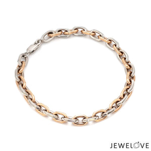 Jewelove™ Bangles & Bracelets Men of Platinum| 5.75mm Platinum & Rose Gold Bracelet for Men JL PTB 1281