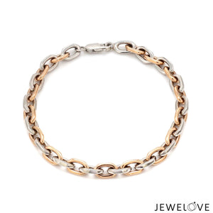 Jewelove™ Bangles & Bracelets Men of Platinum| 5.75mm Platinum & Rose Gold Bracelet for Men JL PTB 1281