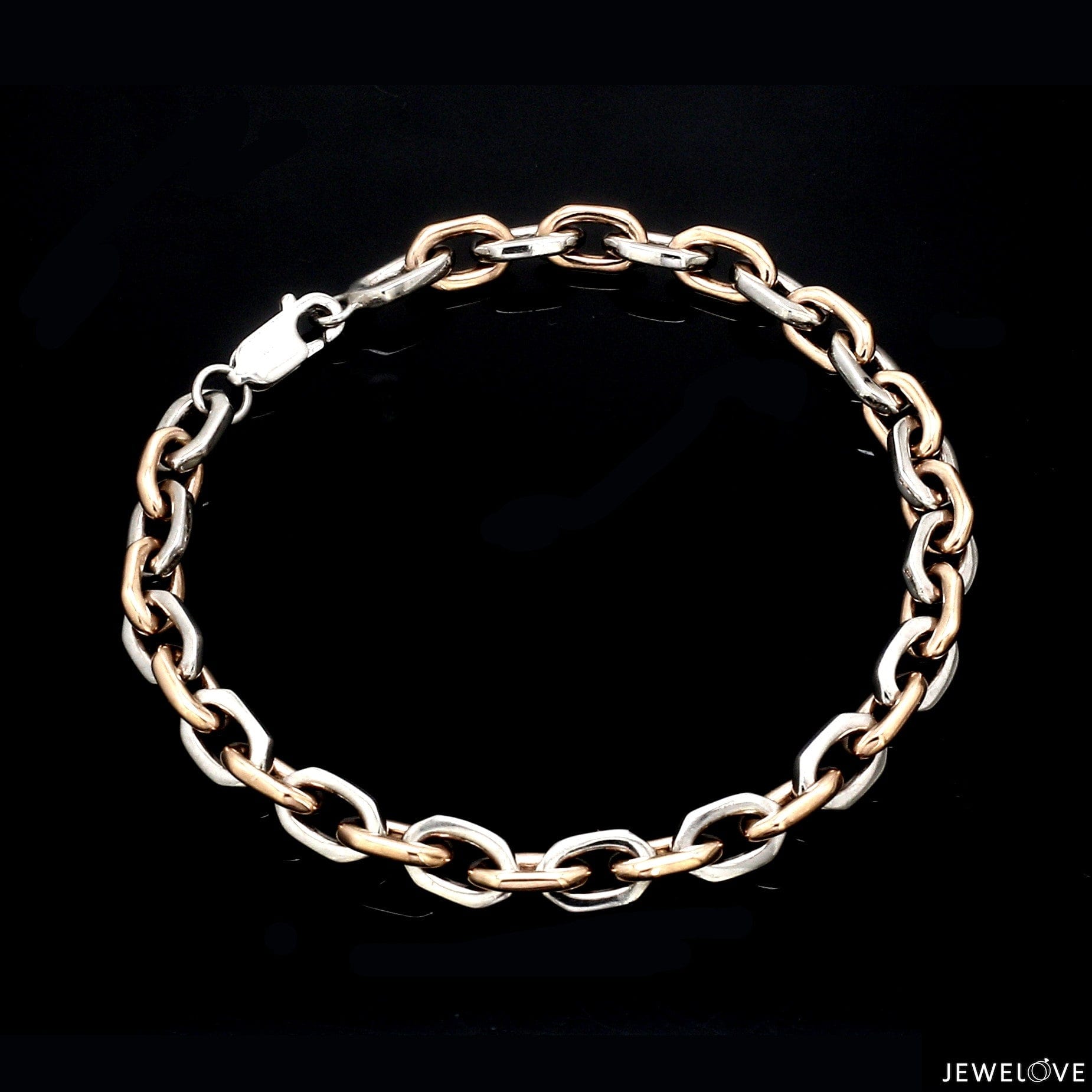 Jewelove™ Bangles & Bracelets Men of Platinum| 5.75mm Platinum & Rose Gold Bracelet for Men JL PTB 1281