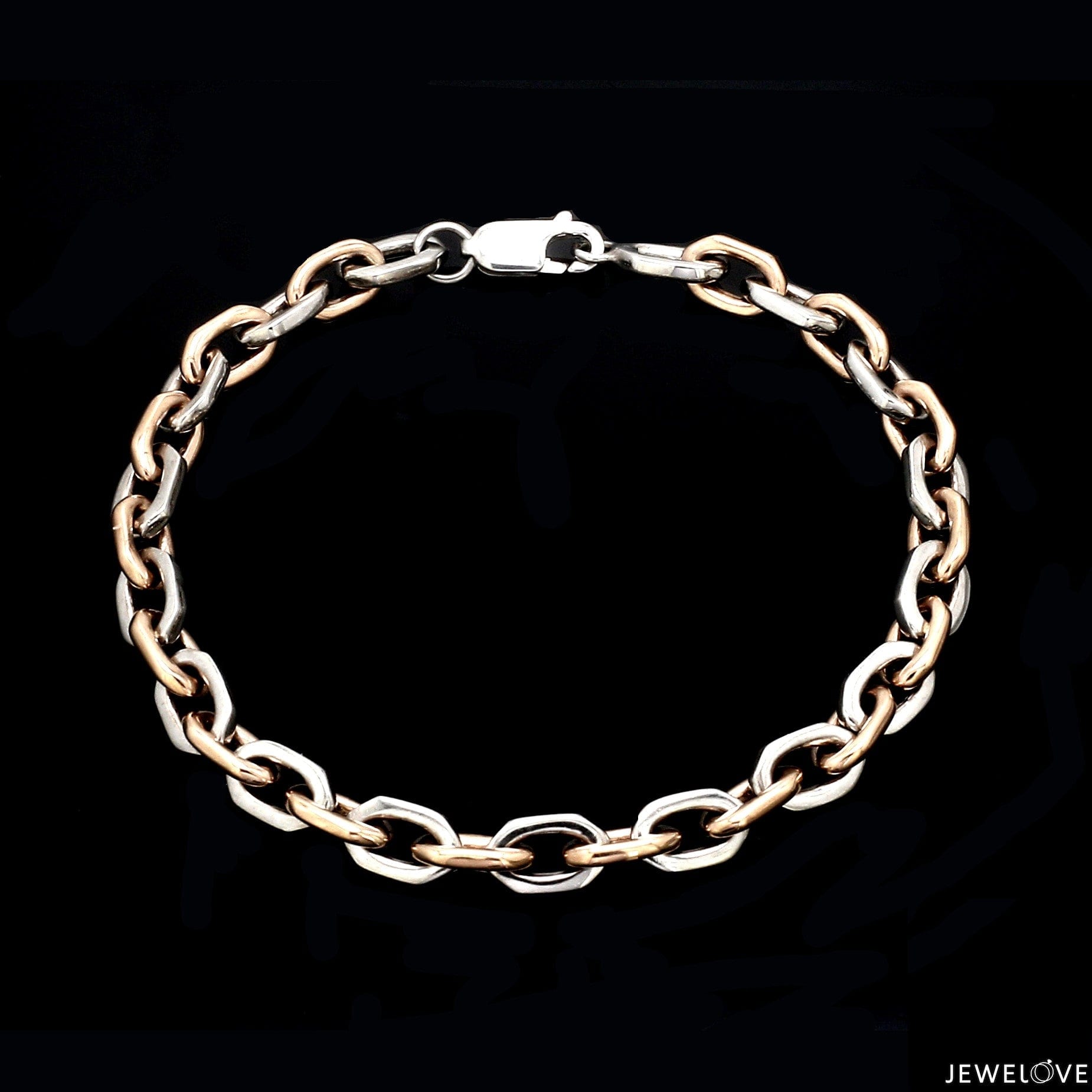 Jewelove™ Bangles & Bracelets Men of Platinum| 5.75mm Platinum & Rose Gold Bracelet for Men JL PTB 1281