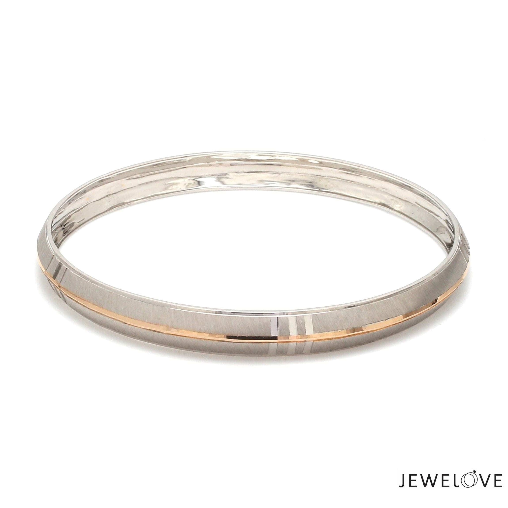 Jewelove™ Bangles & Bracelets Men of Platinum | 7.5 Platinum Kada with Rose Gold for Men JL PTB 1219