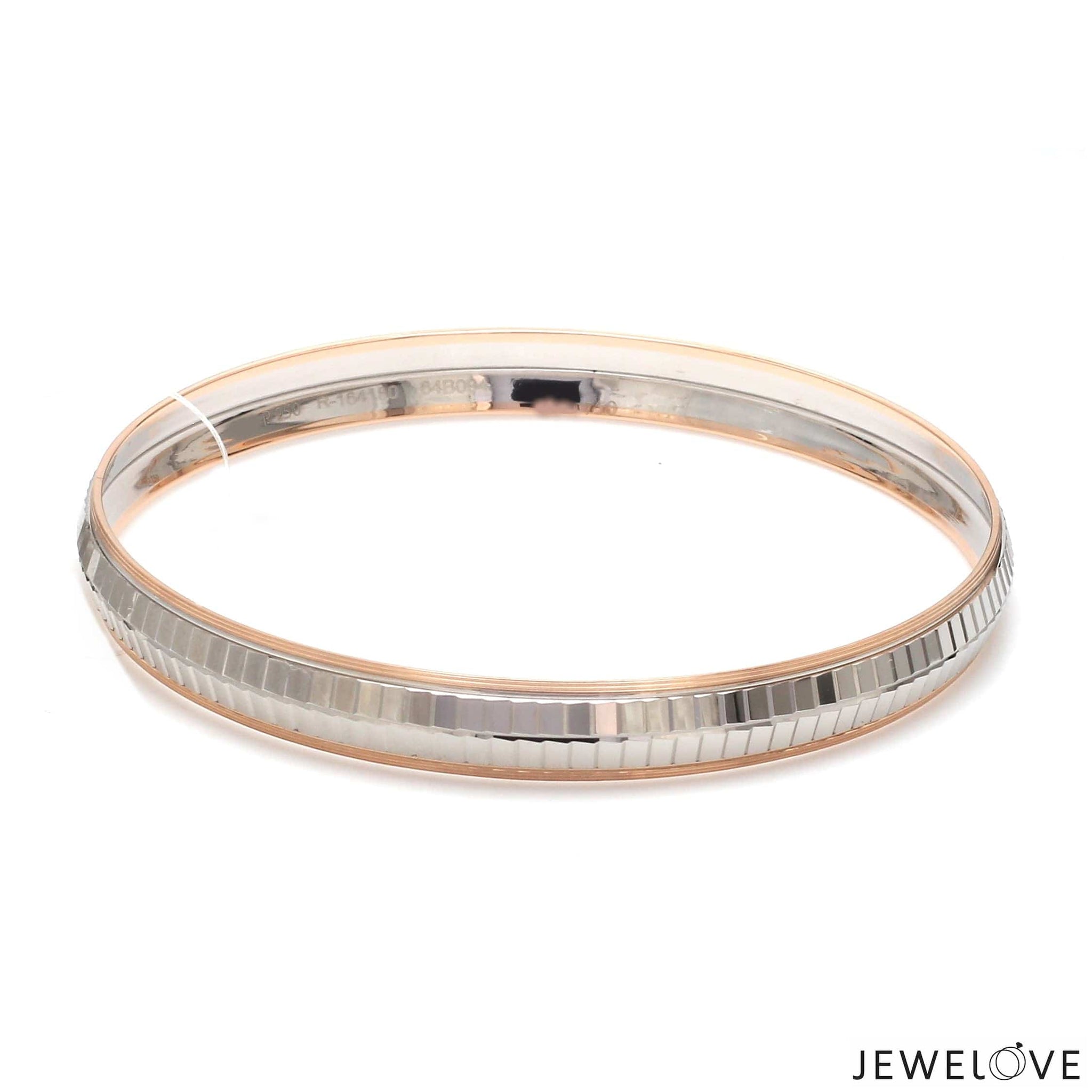 Jewelove™ Bangles & Bracelets Men of Platinum | 7.75mm Double Box Line Kada with Rose Gold for Men JL PTB 1241