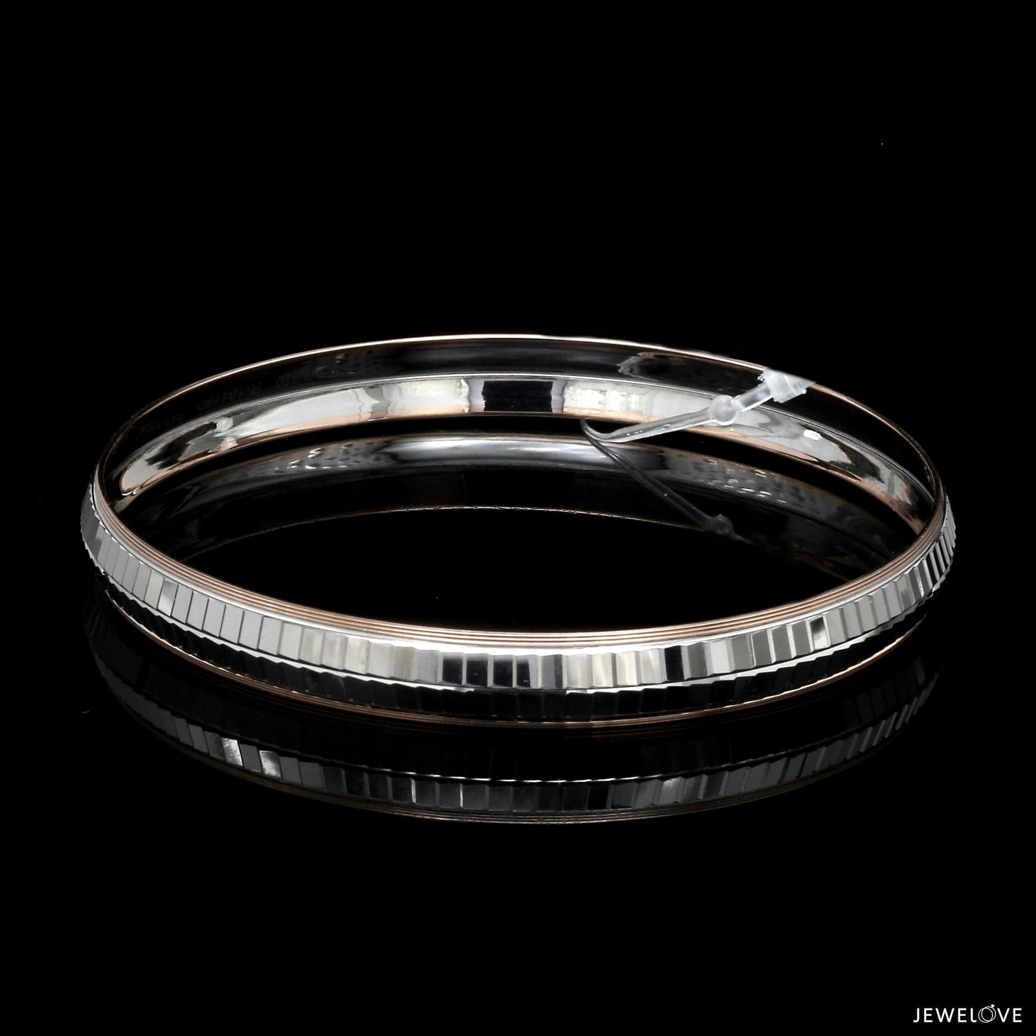 Jewelove™ Bangles & Bracelets Men of Platinum | 7.75mm Double Box Line Kada with Rose Gold for Men JL PTB 1241