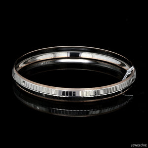 Jewelove™ Bangles & Bracelets Men of Platinum | 7.75mm Double Box Line Kada with Rose Gold for Men JL PTB 1241