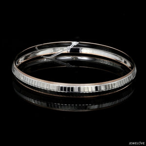 Jewelove™ Bangles & Bracelets Men of Platinum | 7.75mm Double Box Line Kada with Rose Gold for Men JL PTB 1241