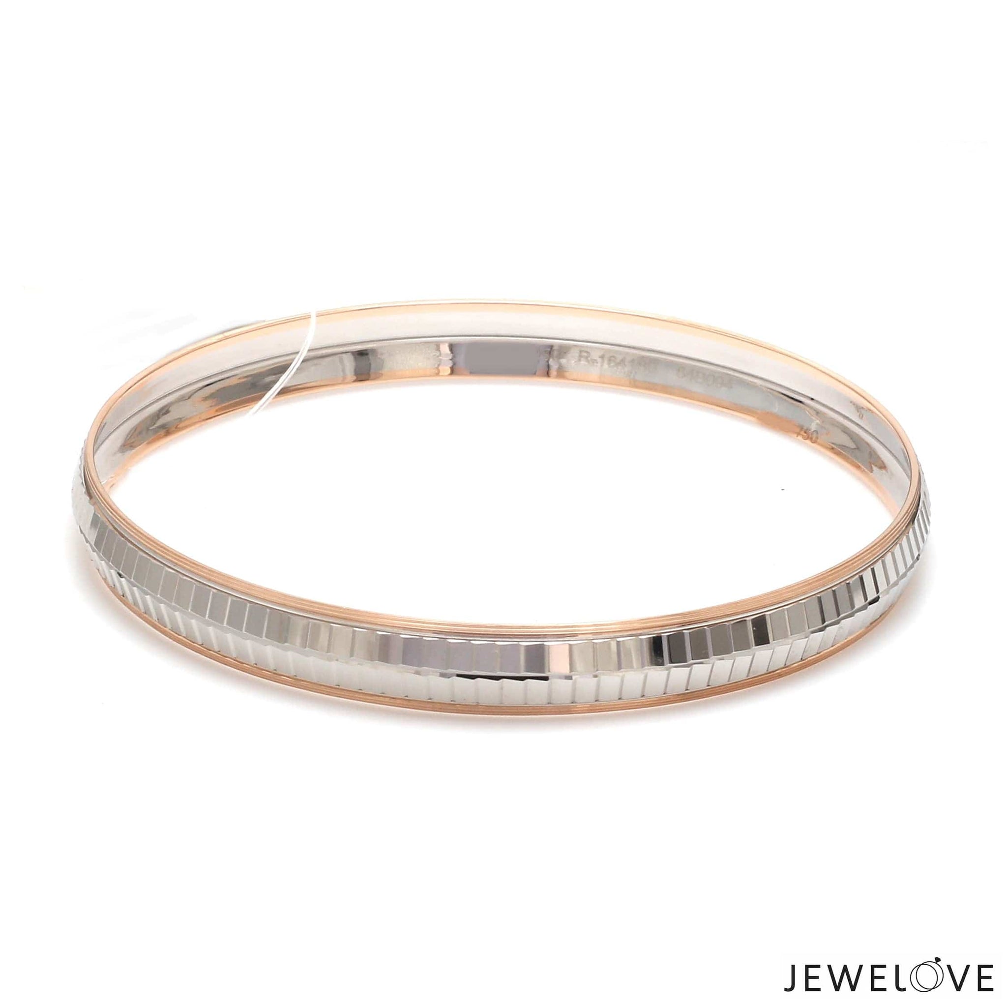 Jewelove™ Bangles & Bracelets Men of Platinum | 7.75mm Double Box Line Kada with Rose Gold for Men JL PTB 1241