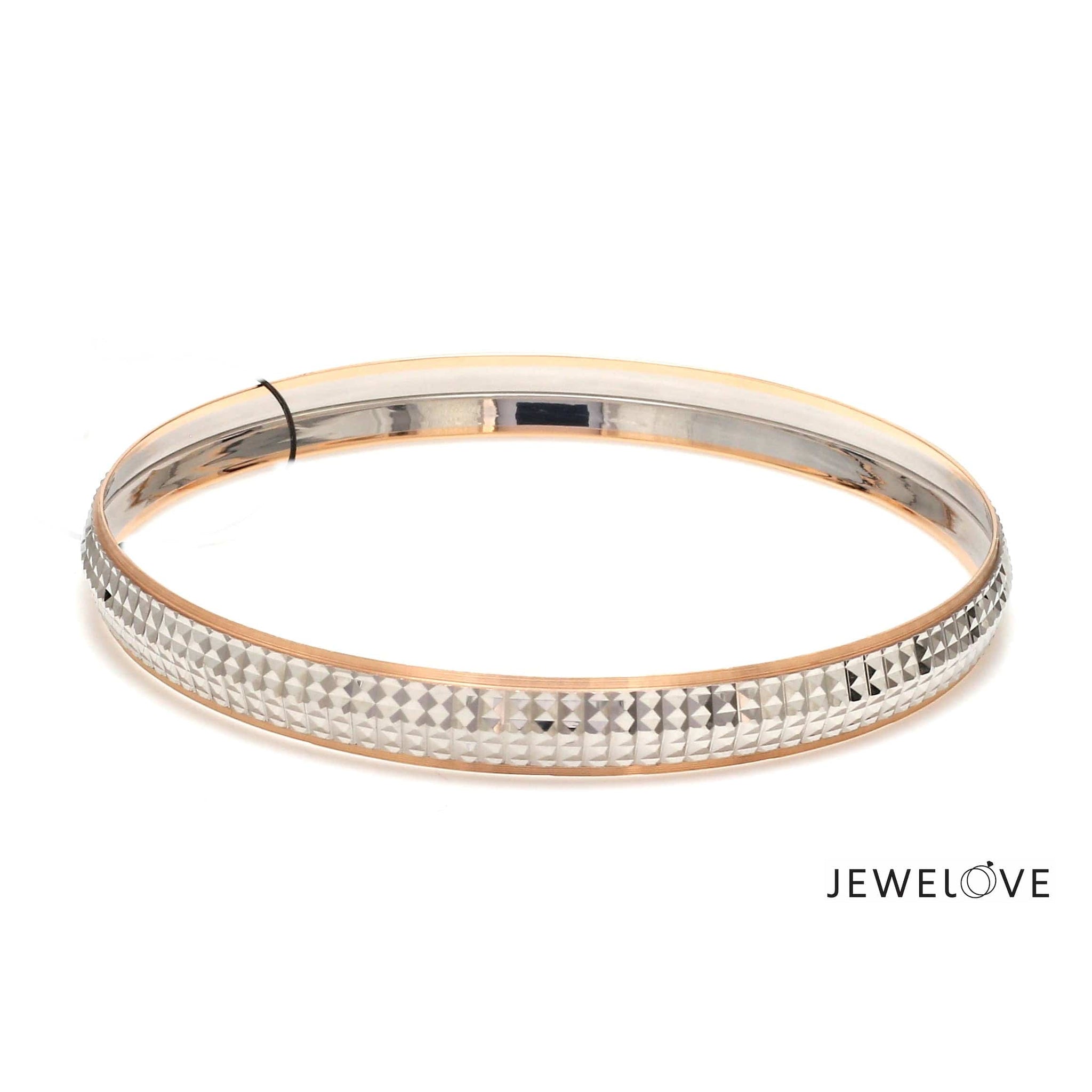 Jewelove™ Bangles & Bracelets Men of Platinum | 7.75mm Kada with Rose Gold for Men JL PTB 1240