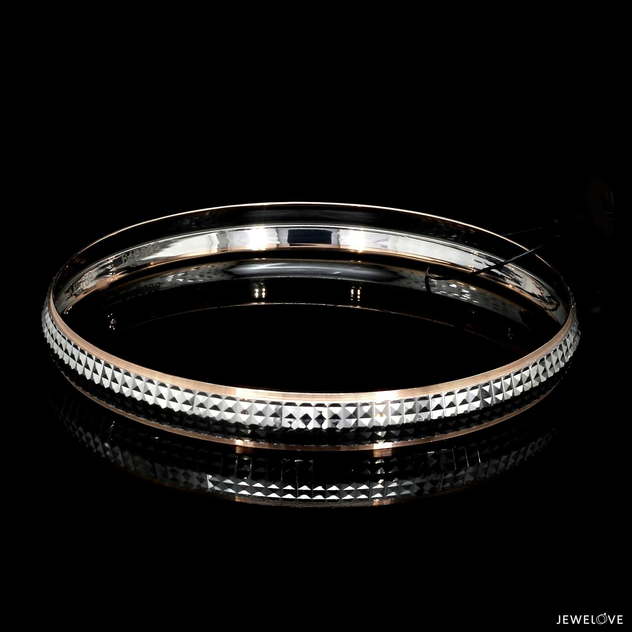 Jewelove™ Bangles & Bracelets Men of Platinum | 7.75mm Kada with Rose Gold for Men JL PTB 1240