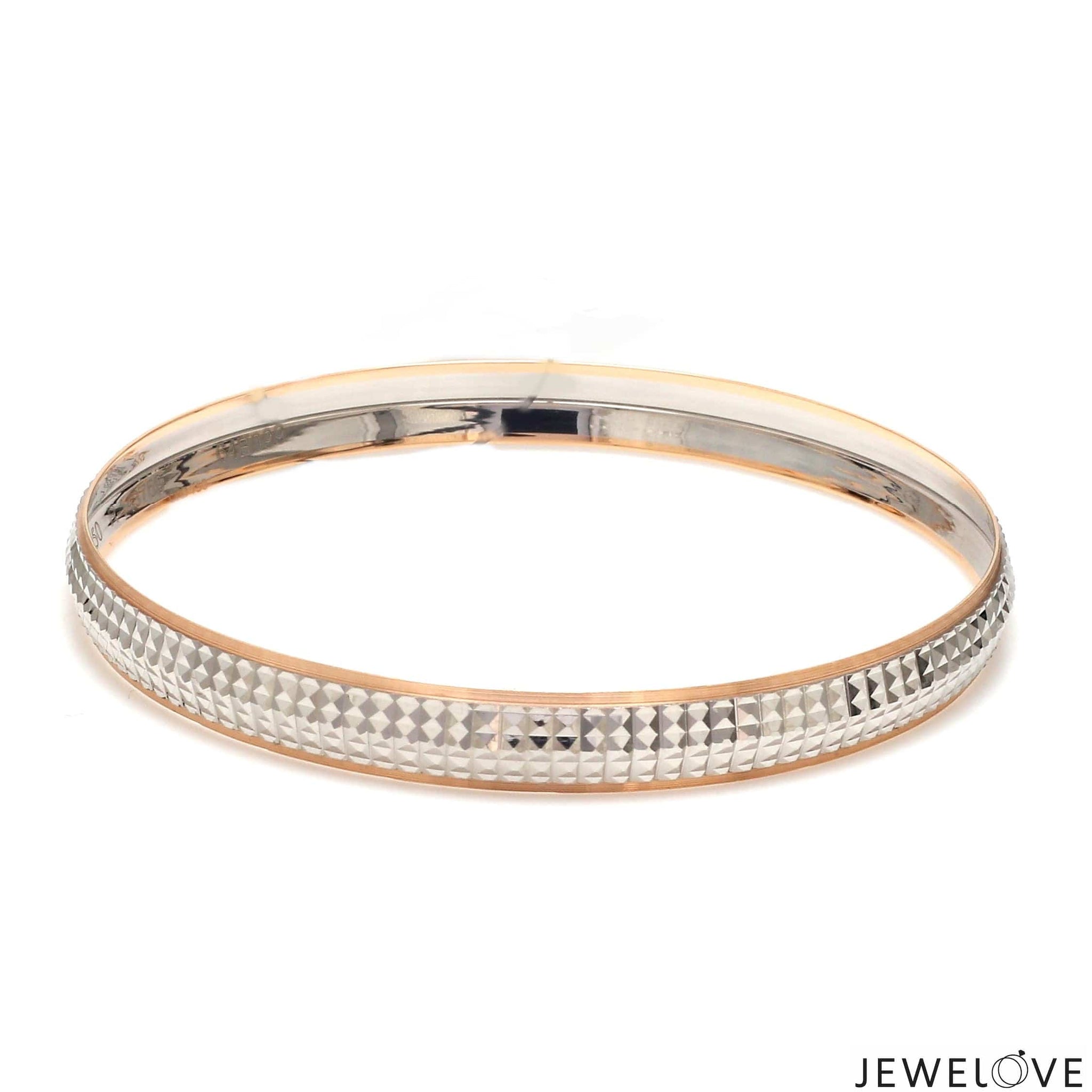 Jewelove™ Bangles & Bracelets Men of Platinum | 7.75mm Kada with Rose Gold for Men JL PTB 1240