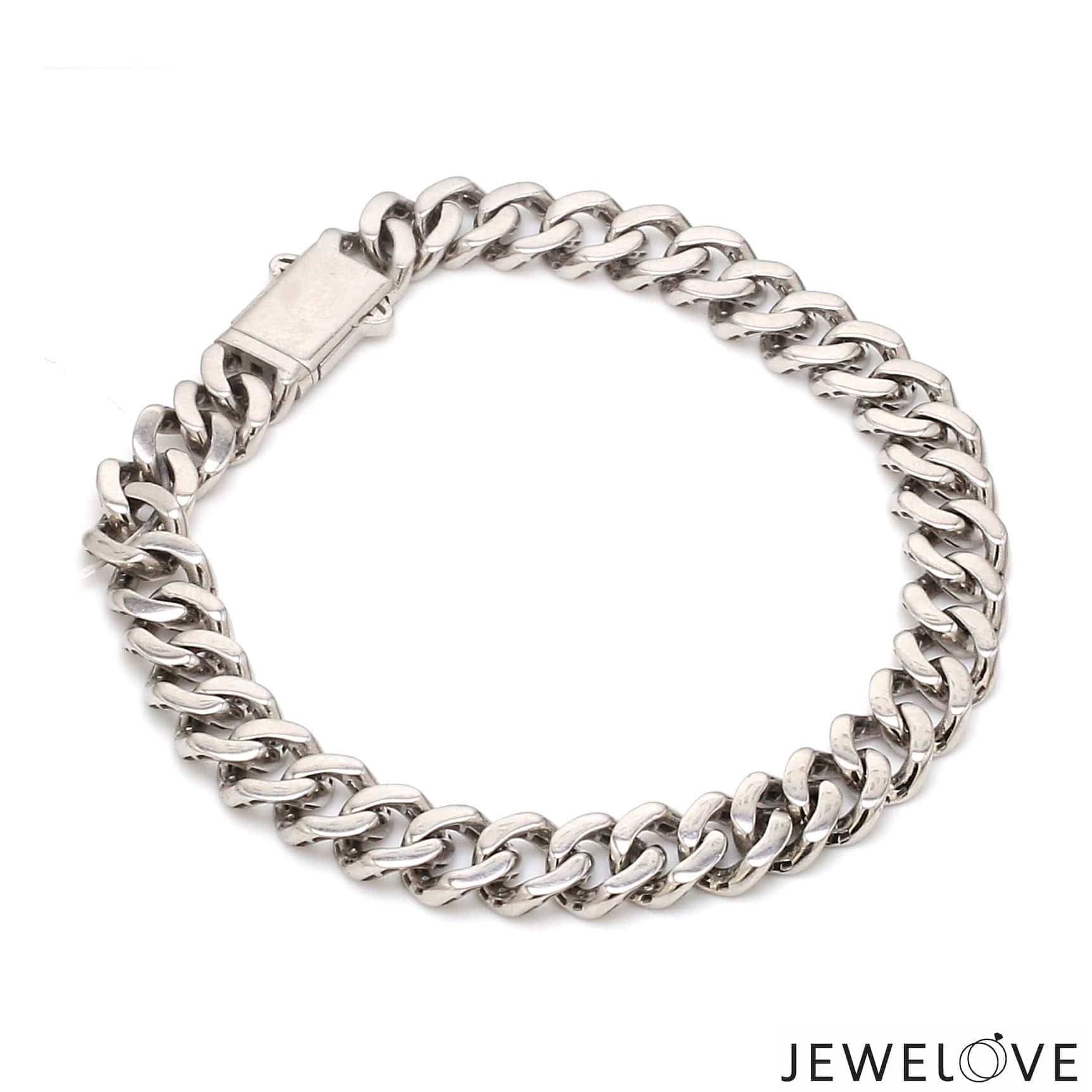 Jewelove™ Bangles & Bracelets Men of Platinum | 7.75mm Platinum Bracelet with Hi-Polish Finish for Men JL PTB 1256