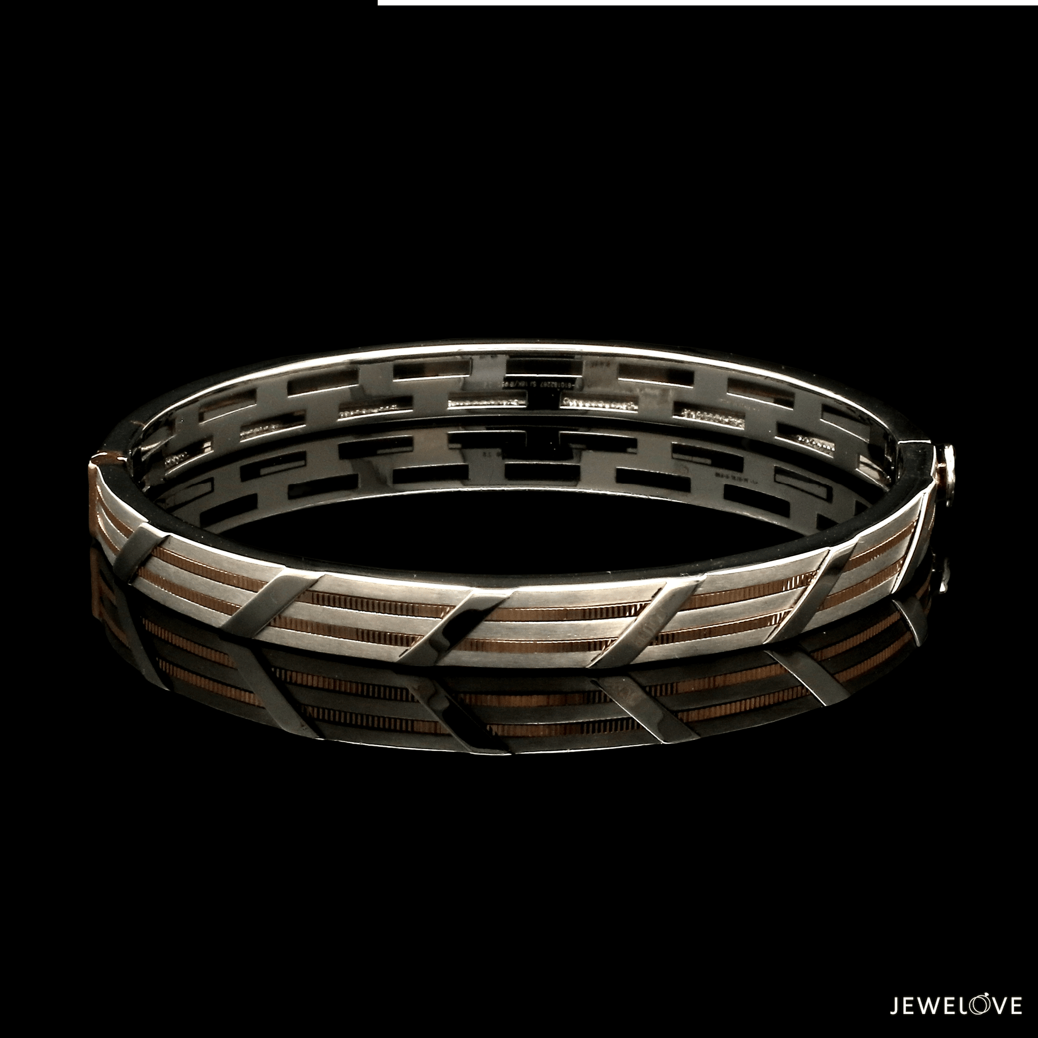 Jewelove™ Bangles & Bracelets Men of Platinum| 7mm Platinum & Rose Gold Bracelet for Men JL PTB 1272