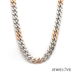 Jewelove™ Chains Men of Platinum | 8.5mm Double Side Matte & Hi-Polish Rose Gold Heavy Chain for Men JL PT CH 1332