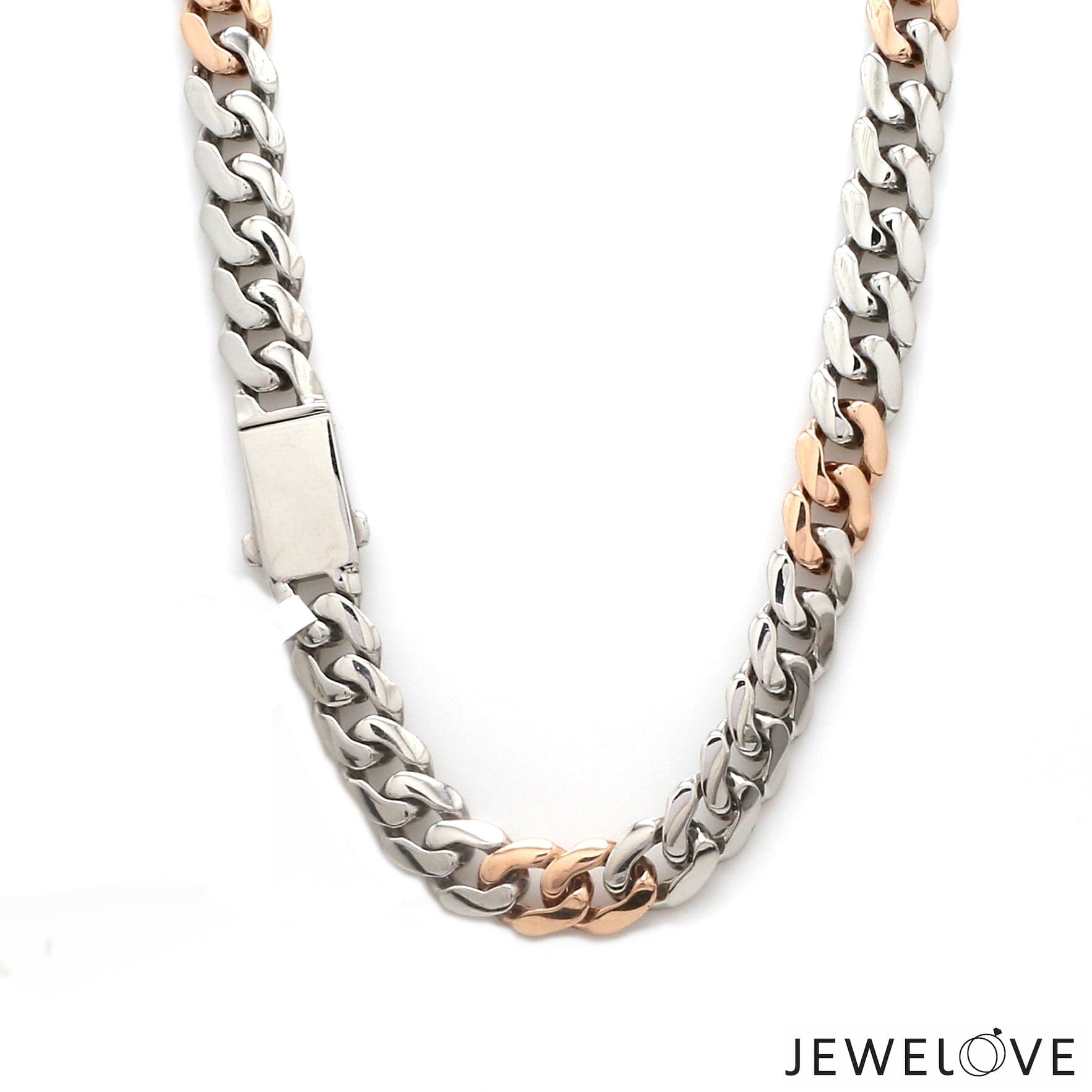 Jewelove™ Chains Men of Platinum | 8.5mm Double Side Matte & Hi-Polish Rose Gold Heavy Chain for Men JL PT CH 1332