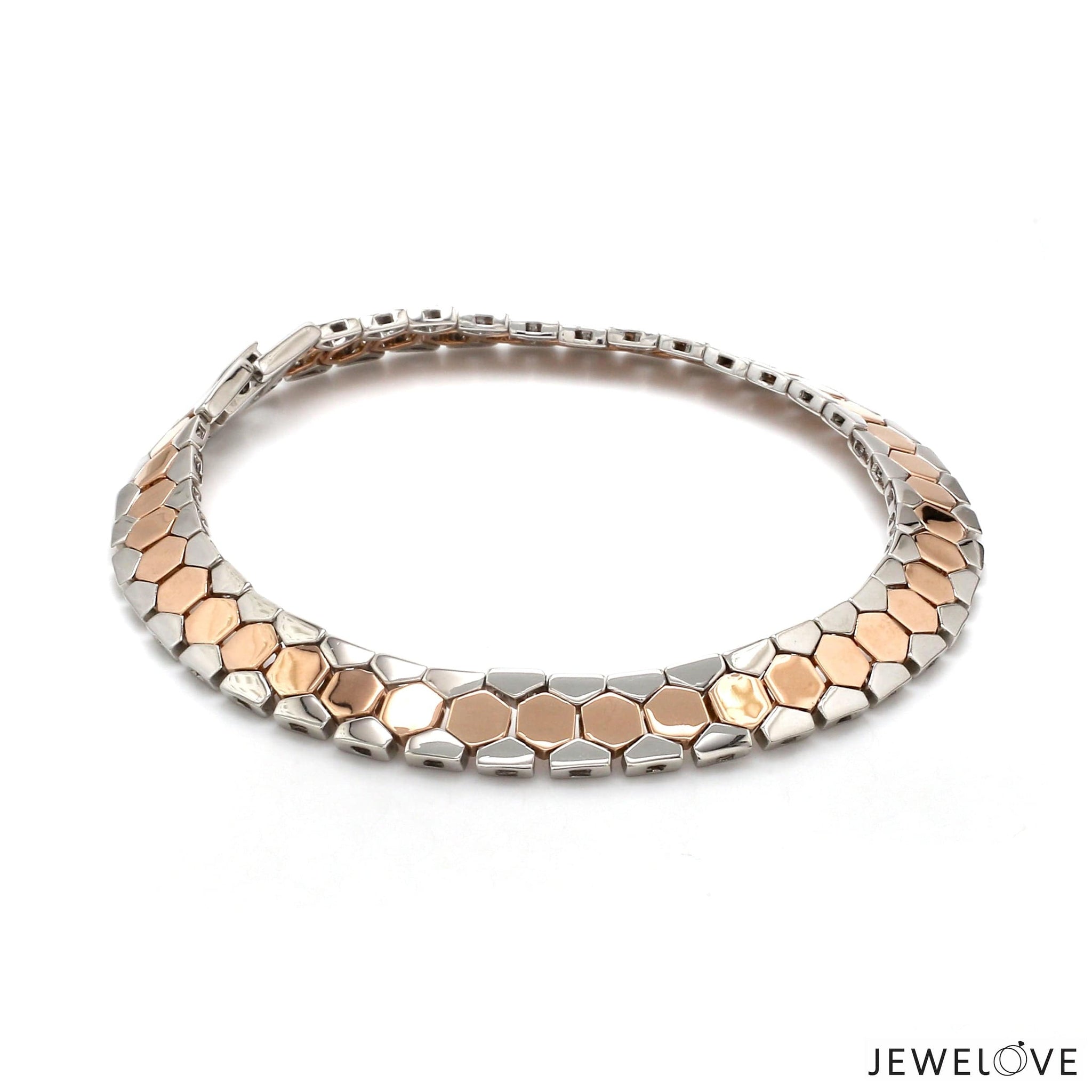 Jewelove™ Bangles & Bracelets Men of Platinum | 8.5mm Platinum & Rose Gold Bracelet for Men JL PTB 1282