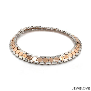 Jewelove™ Bangles & Bracelets Men of Platinum | 8.5mm Platinum & Rose Gold Bracelet for Men JL PTB 1282