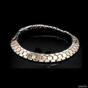 Jewelove™ Bangles & Bracelets Men of Platinum | 8.5mm Platinum & Rose Gold Bracelet for Men JL PTB 1282