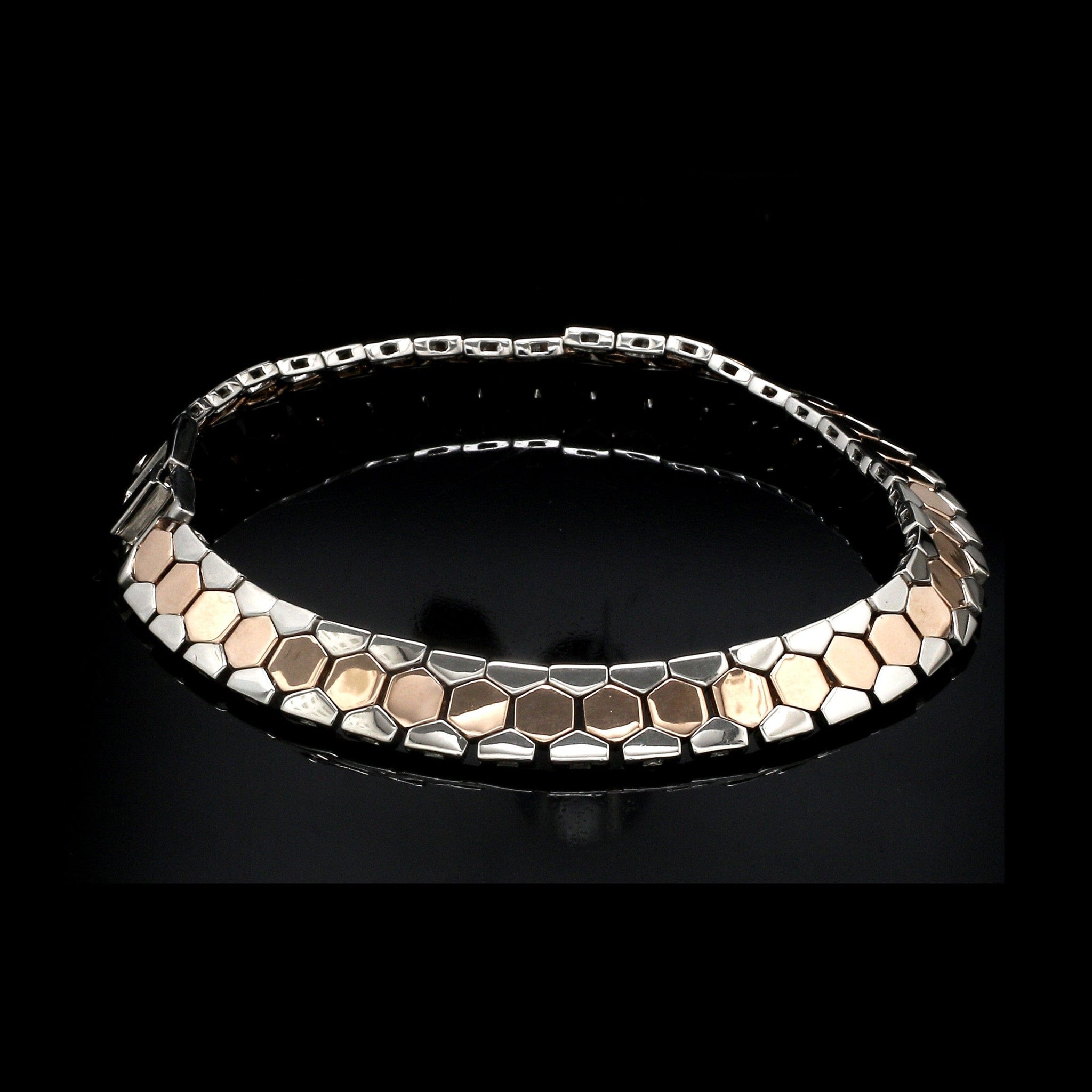 Jewelove™ Bangles & Bracelets Men of Platinum | 8.5mm Platinum & Rose Gold Bracelet for Men JL PTB 1282