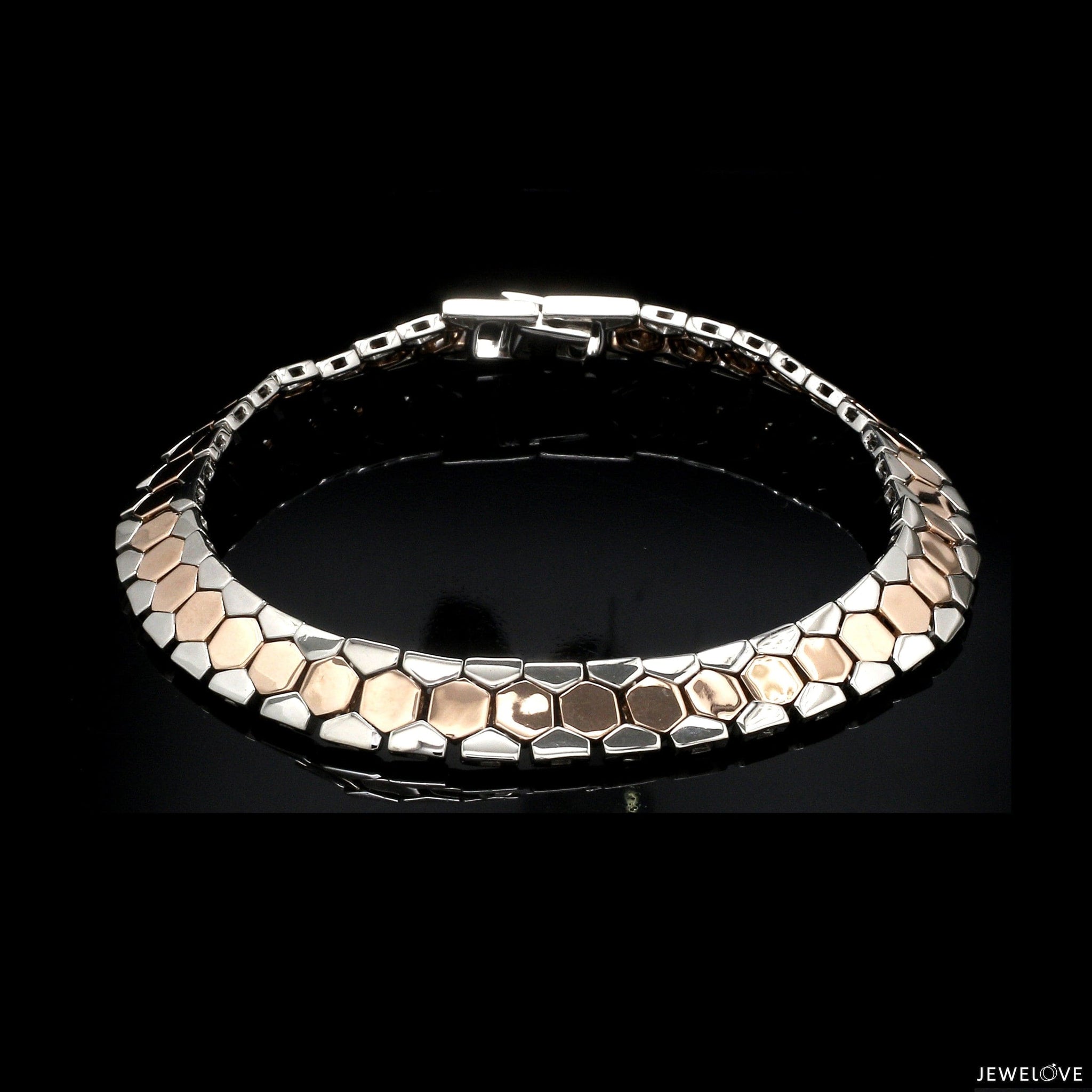 Jewelove™ Bangles & Bracelets Men of Platinum | 8.5mm Platinum & Rose Gold Bracelet for Men JL PTB 1282