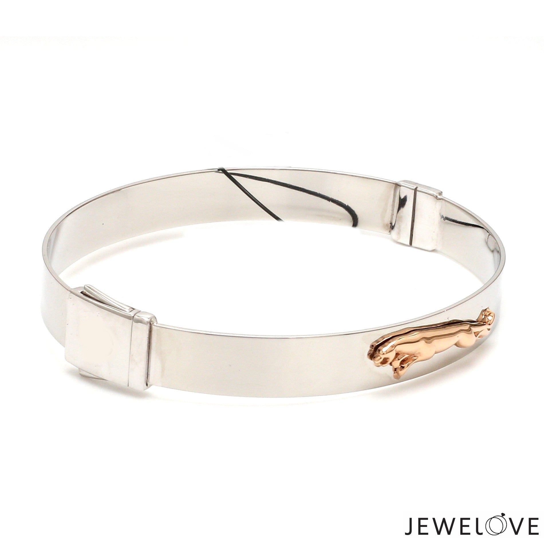 Jewelove™ Bangles & Bracelets Men of Platinum | 8mm Bracelet with Rose Gold Jaguar for Men JL PTB 1242