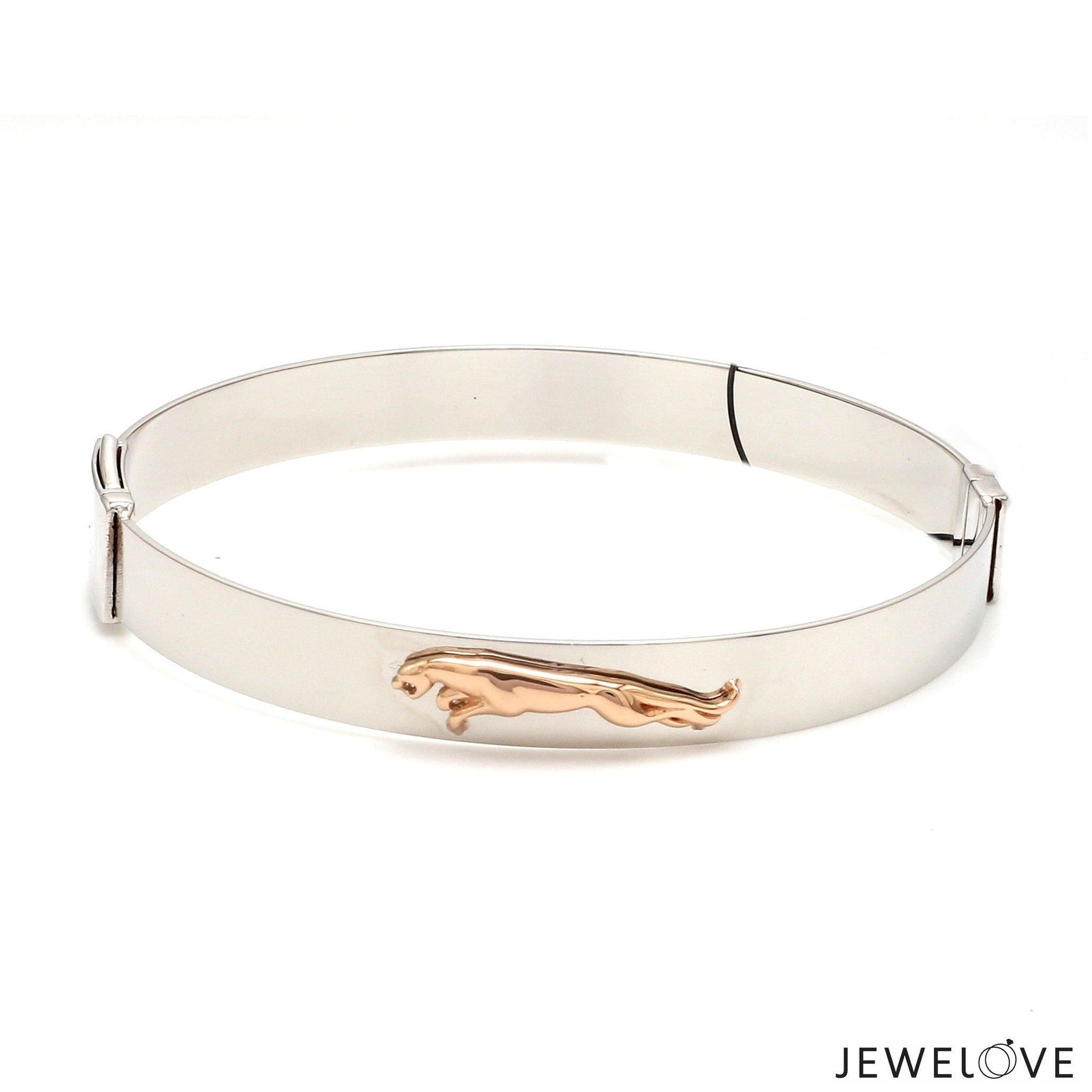 Jewelove™ Bangles & Bracelets Men of Platinum | 8mm Bracelet with Rose Gold Jaguar for Men JL PTB 1242