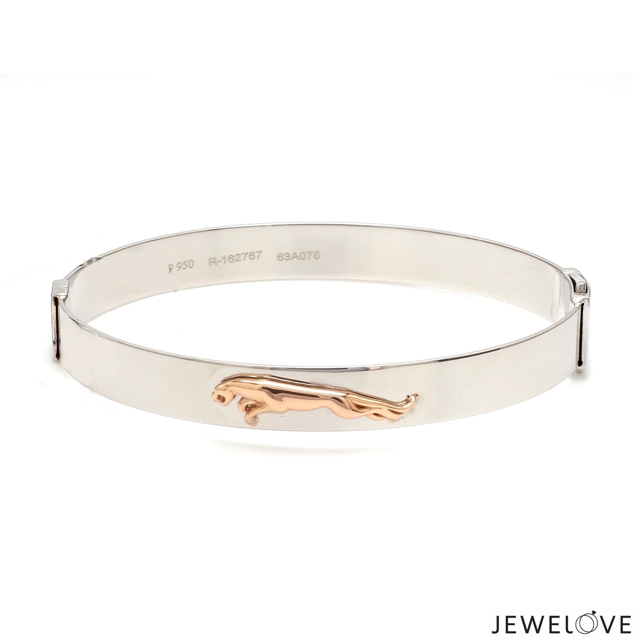 Jewelove™ Bangles & Bracelets Men of Platinum | 8mm Bracelet with Rose Gold Jaguar for Men JL PTB 1242