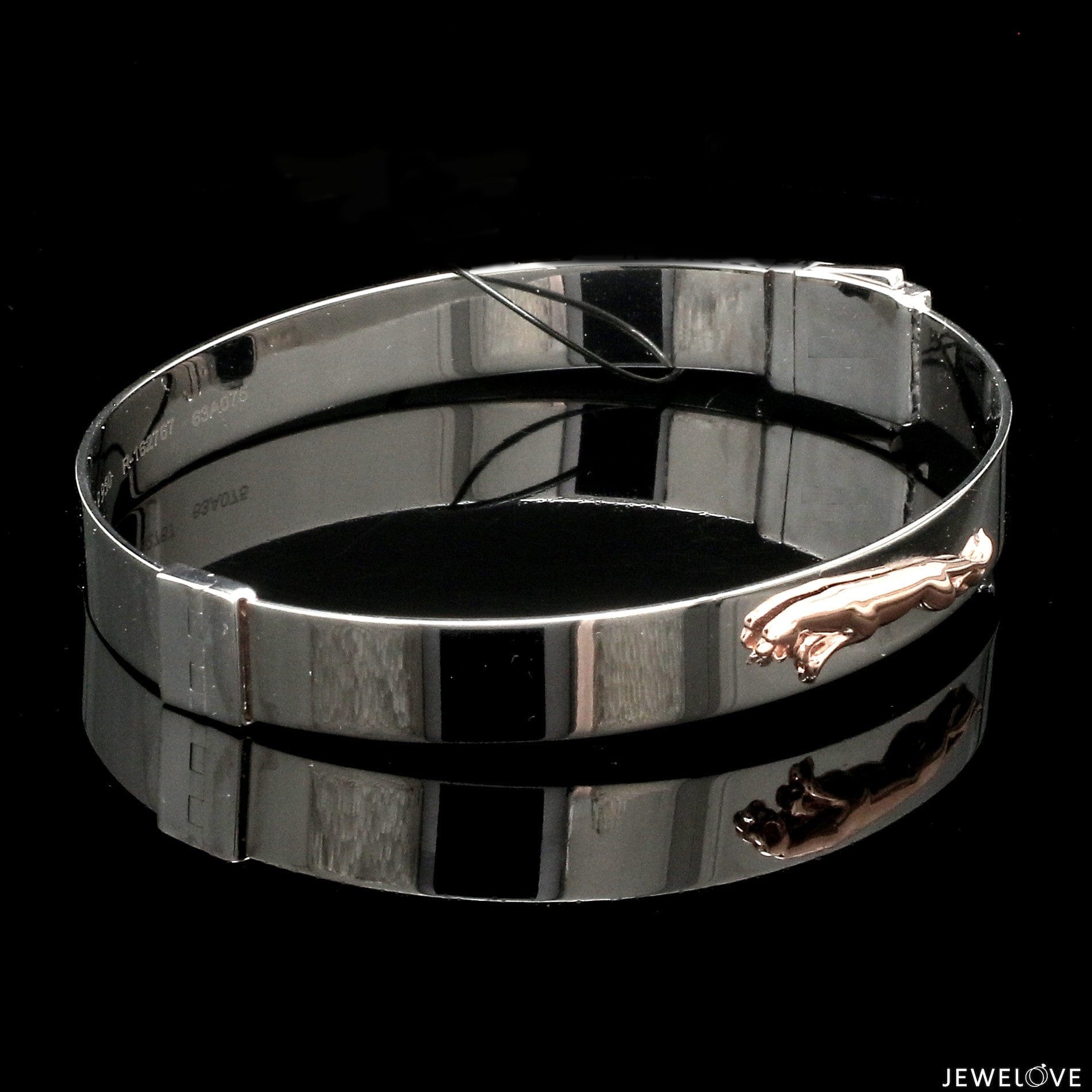 Jewelove™ Bangles & Bracelets Men of Platinum | 8mm Bracelet with Rose Gold Jaguar for Men JL PTB 1242