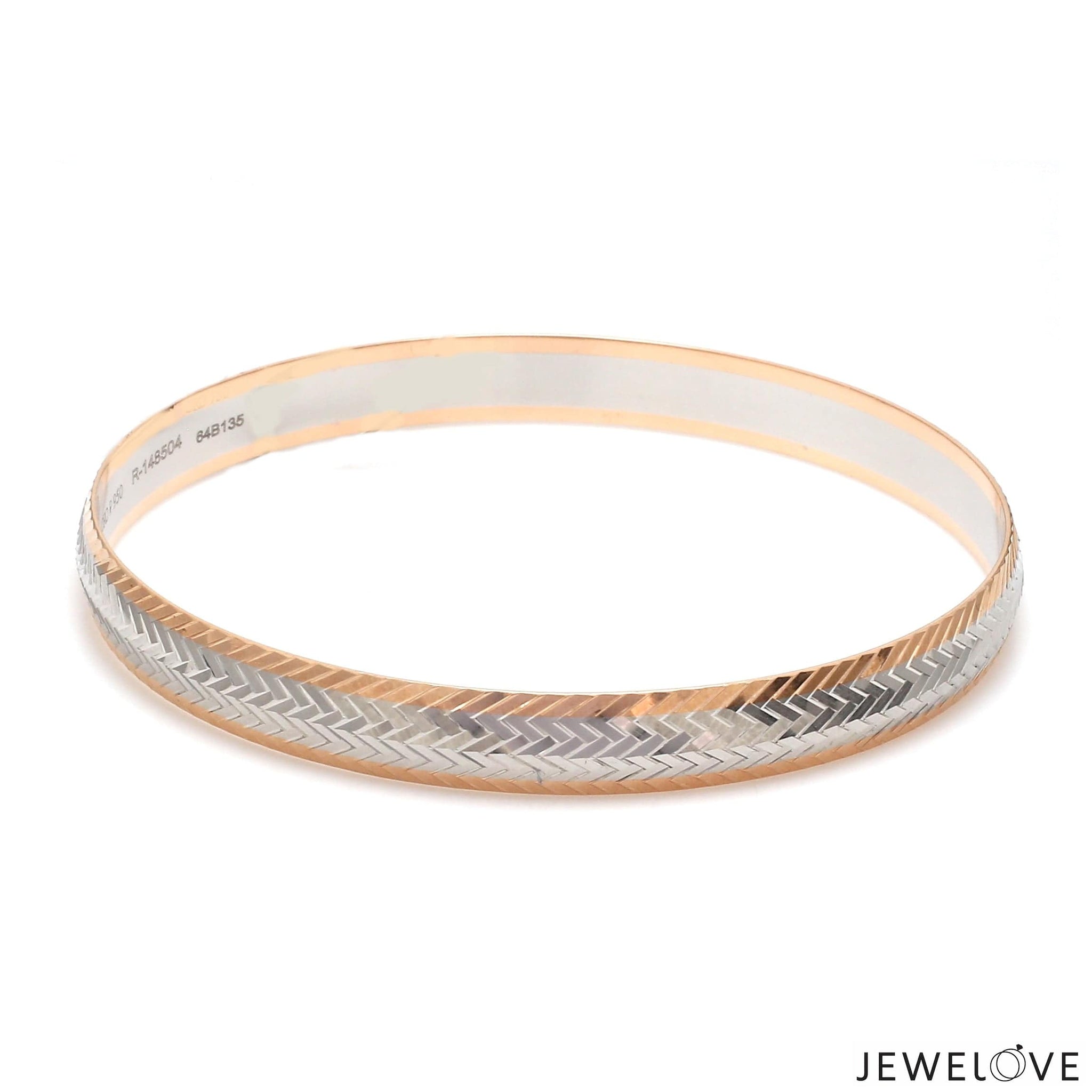 Jewelove™ Bangles & Bracelets Men of Platinum | 8mm Kada with Rose Gold for Men JL PTB 1239