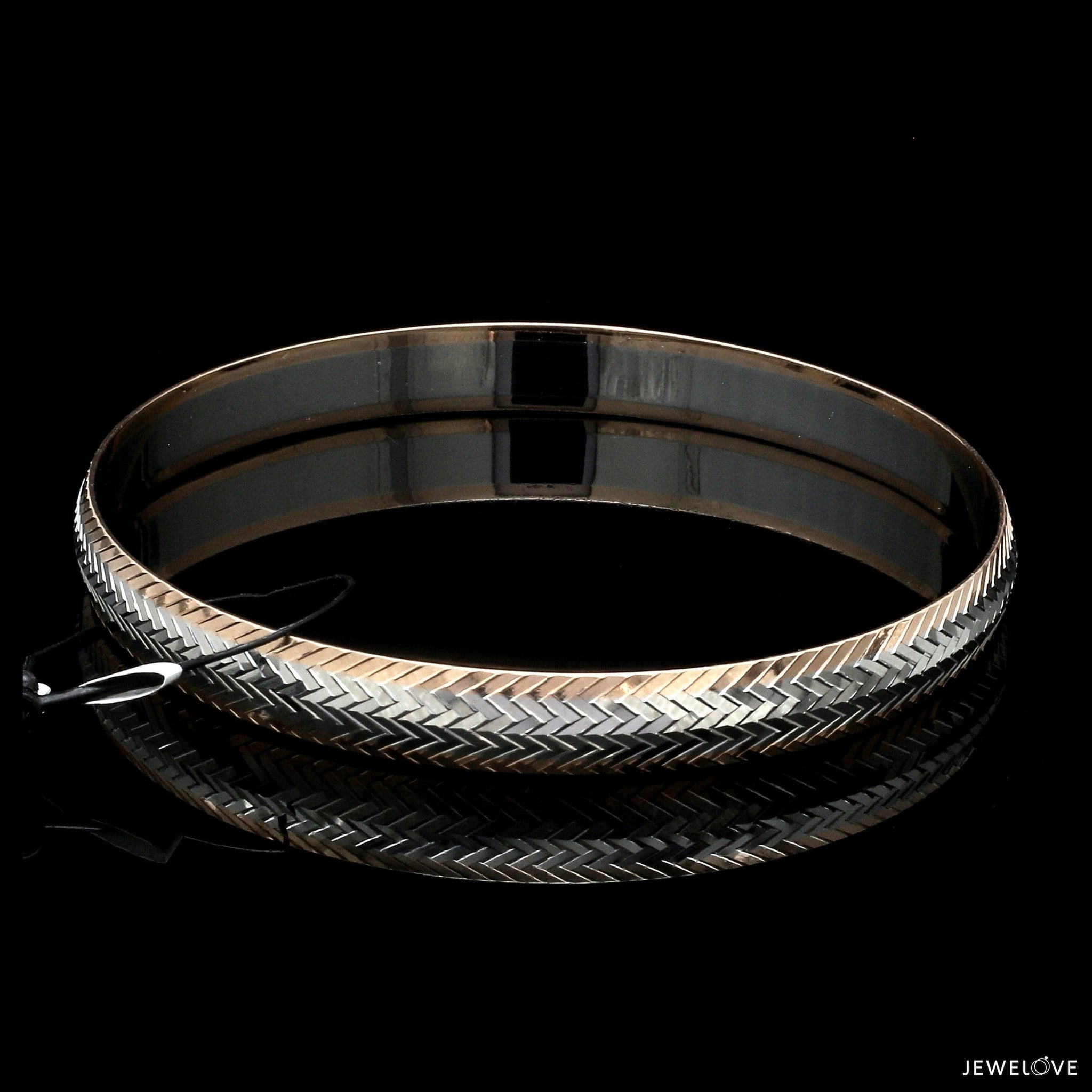 Jewelove™ Bangles & Bracelets Men of Platinum | 8mm Kada with Rose Gold for Men JL PTB 1239