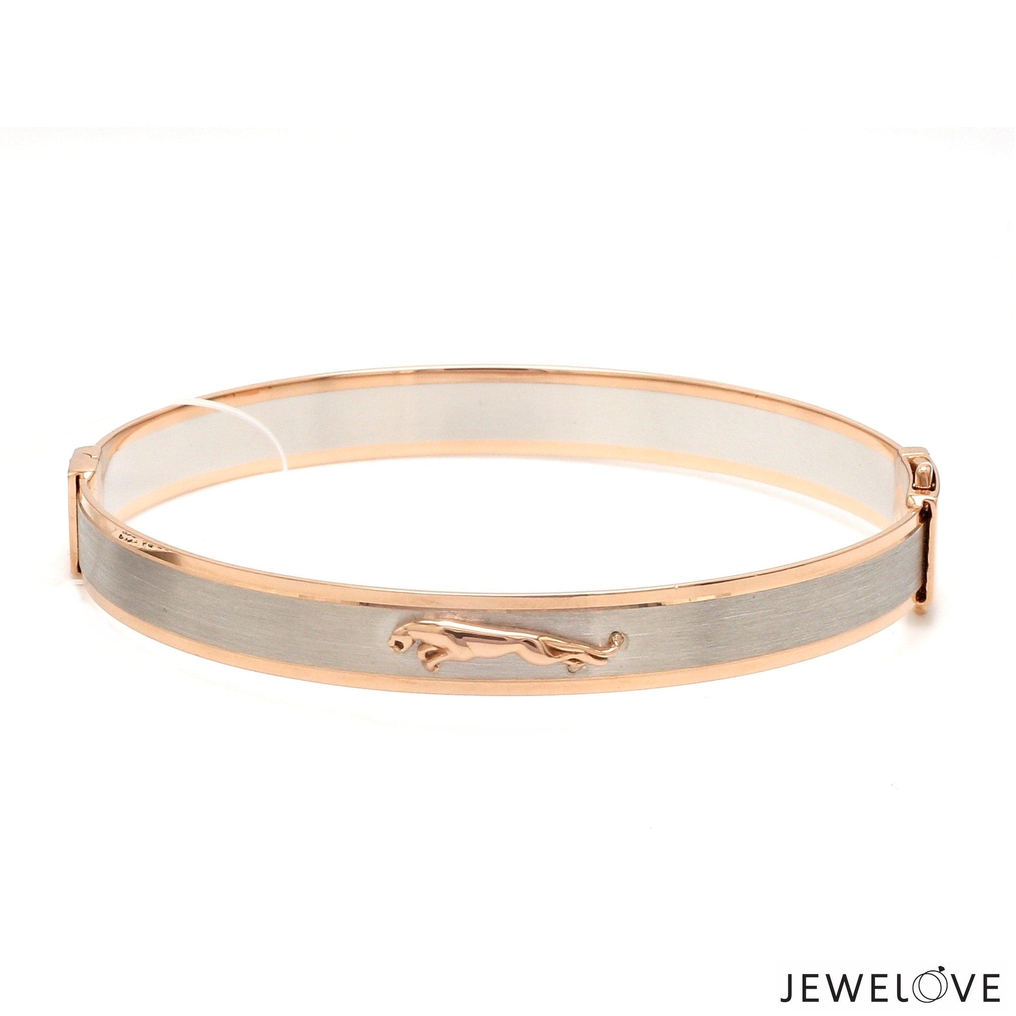 Jewelove™ Bangles & Bracelets Men of Platinum | 8mm Rose Gold Jaguar Bracelet with Brush Finish for Men JL PTB 1243