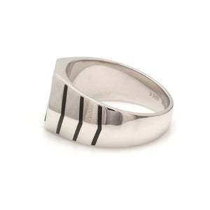 Jewelove™ Rings Men's band only Men of Platinum | Black Enamel Ring for Men JL PT 1310-A