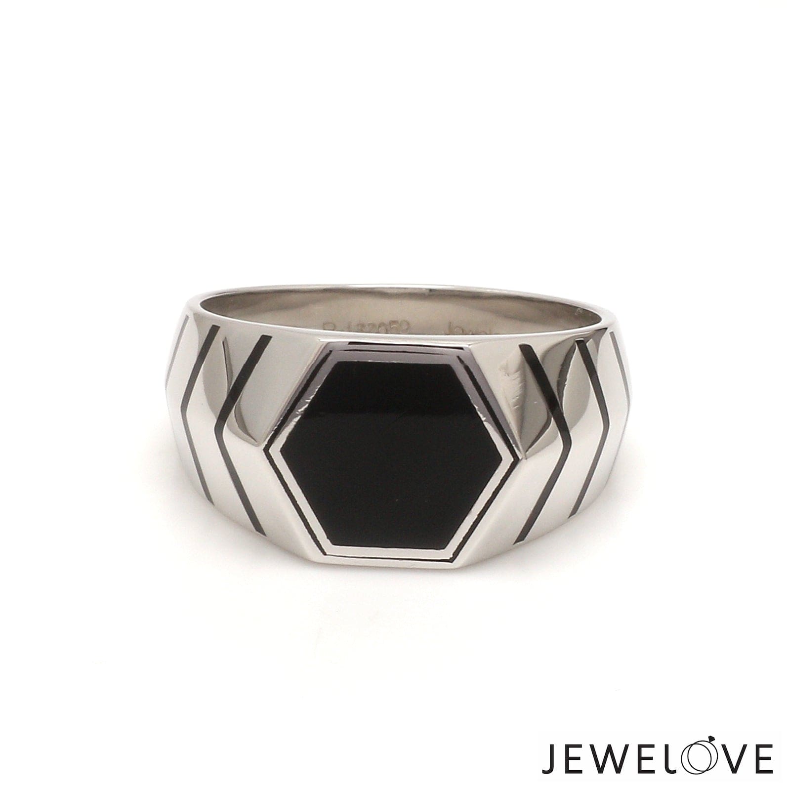 Jewelove™ Rings Men's band only Men of Platinum | Black Enamel Ring for Men JL PT 1310-A