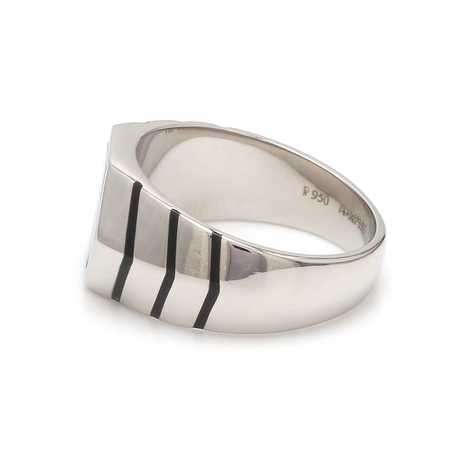 Jewelove™ Rings Men's band only Men of Platinum | Black Enamel Ring for Men JL PT 1310-A