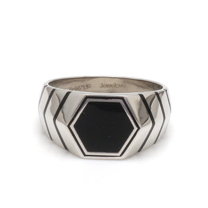 Jewelove™ Rings Men's band only Men of Platinum | Black Enamel Ring for Men JL PT 1310-A