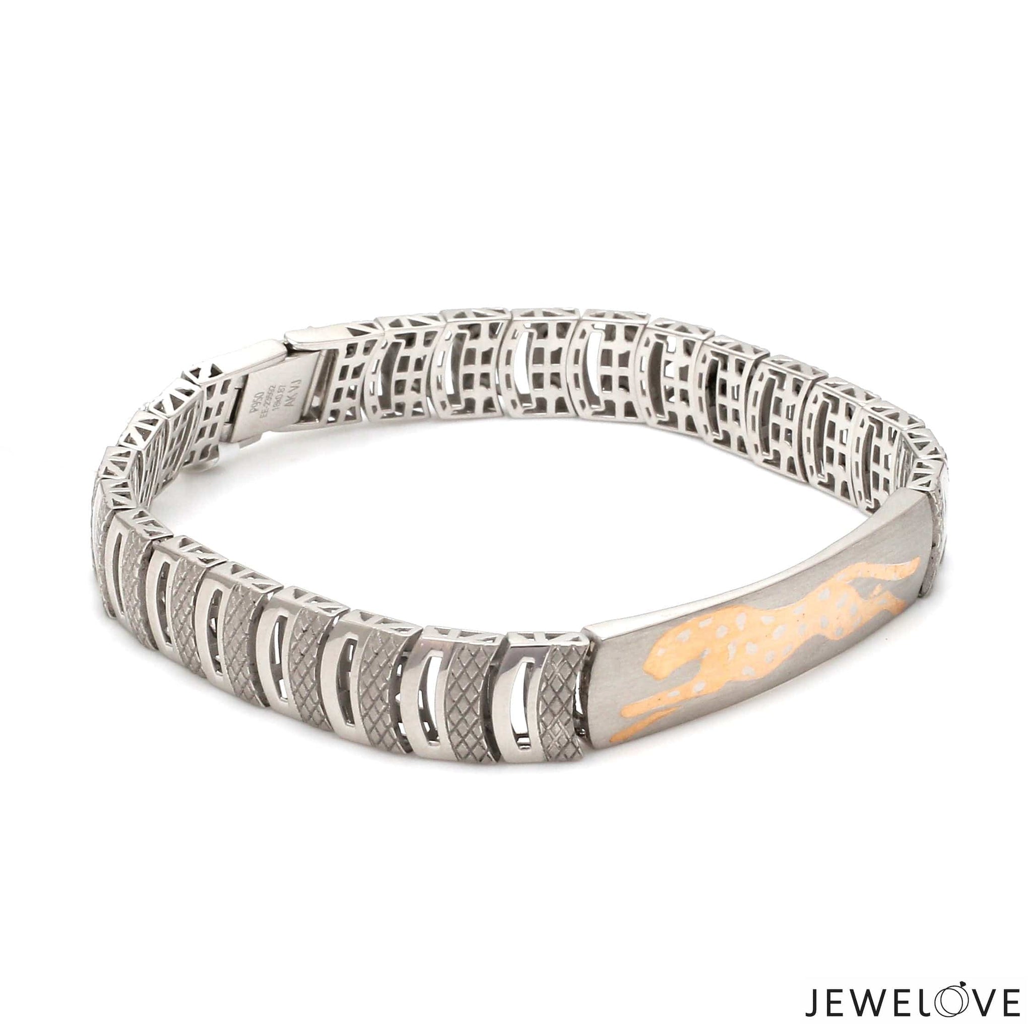 Jewelove™ Bangles & Bracelets Men of Platinum | Bracelet for Men with Rose Gold Jaguar JL PTB 1258